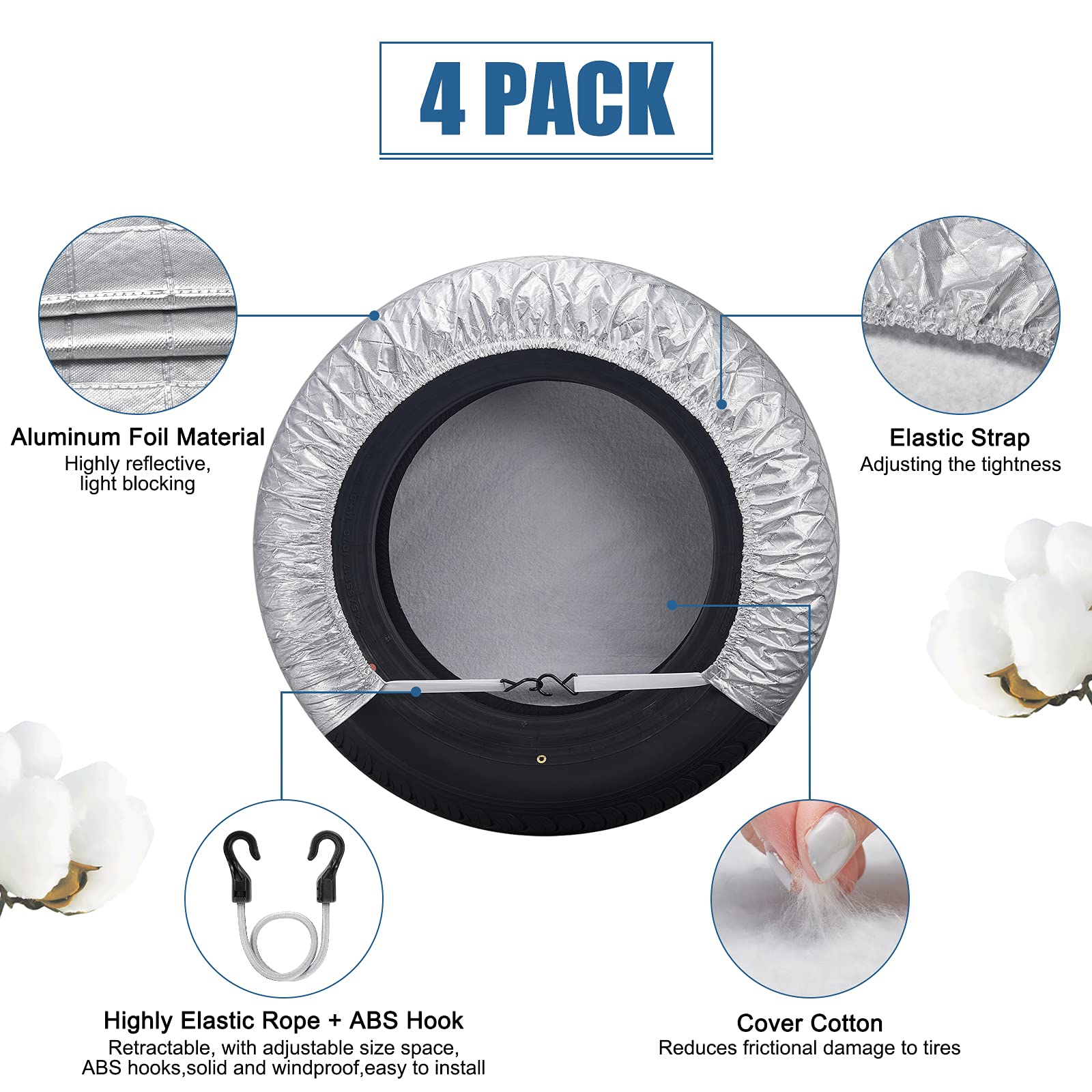 Syeral Rv Tire Covers Set Of 4, Waterproof Anti-Uv Snow Sun Rain Wheel Tire Protectors Covers For Trailer,Camper,Rv,Truck,Suv (S