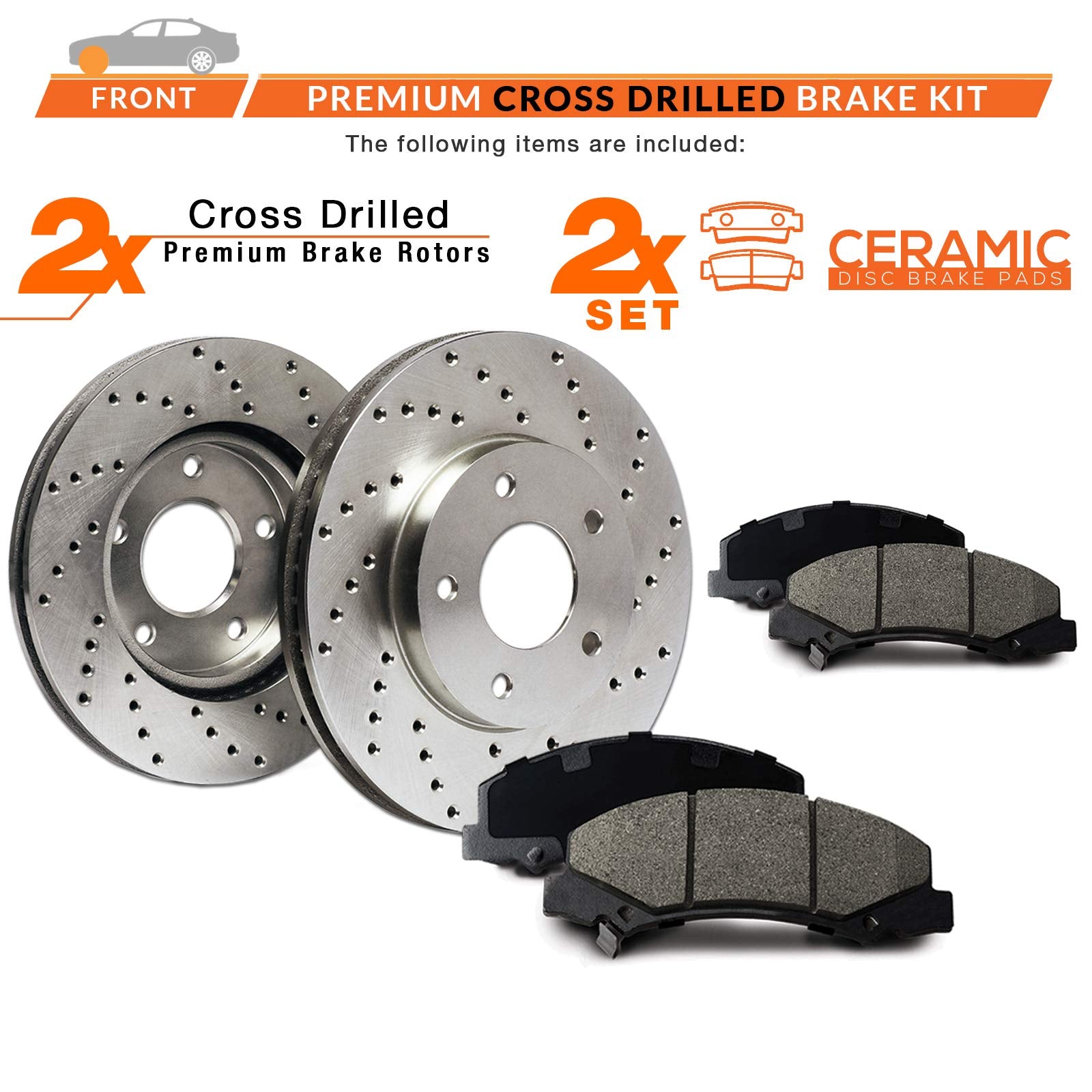 [Front] Max Brakes Premium Xd Rotors With Carbon Ceramic Pads Kt117421-1