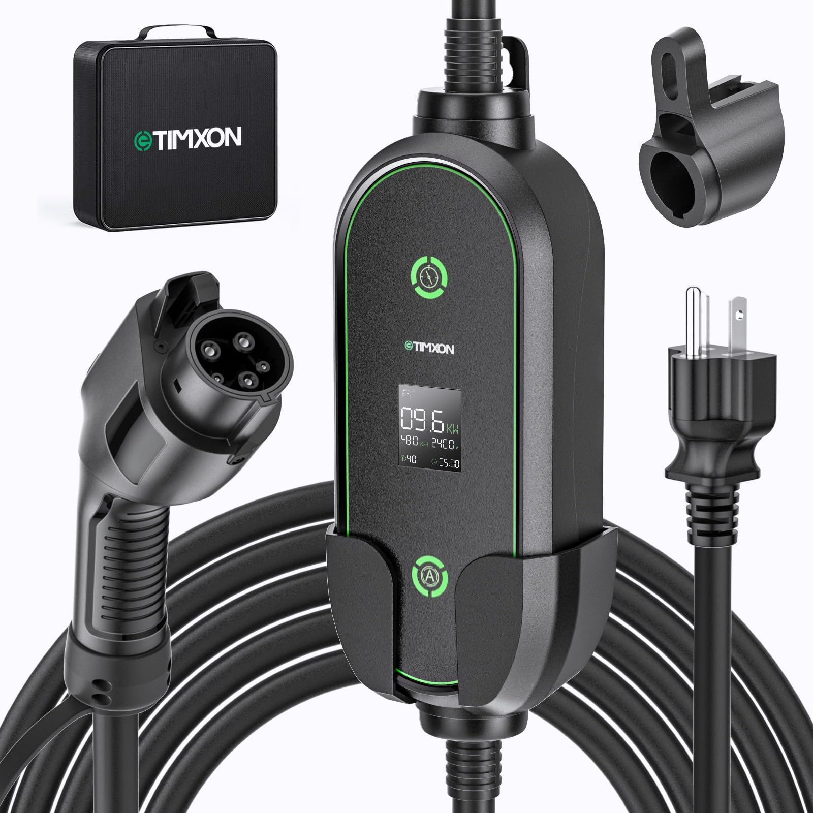 Level 2 EV Charger, ETL Certified, 40Amp 240V 9.6KW Electric Vehicle Charging Stations with 25ft Cable, Adjustable Current & Tim