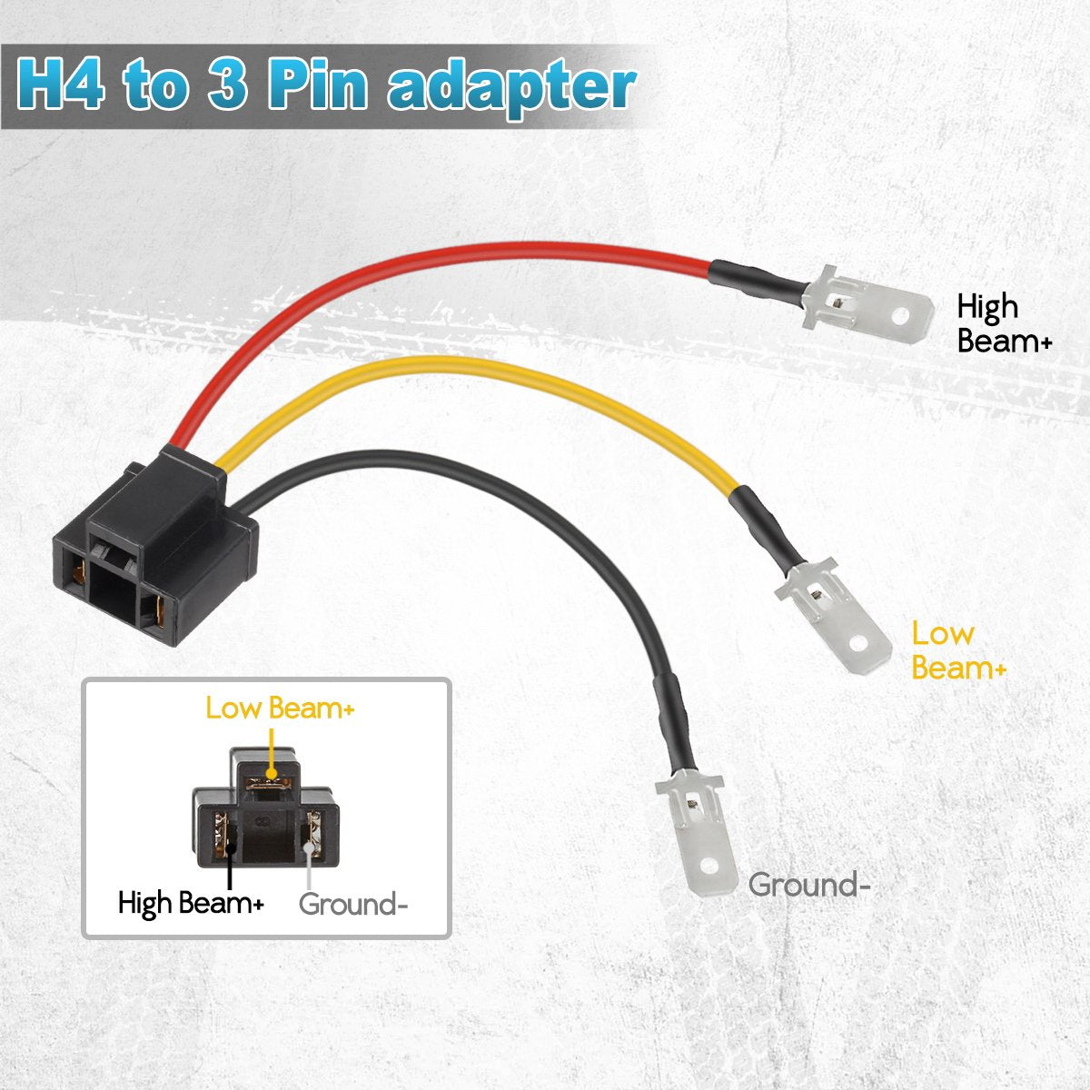 Partsam H4 9003 Wiring Harness Headlights Wire Sockets H4 To 3 Pin Adapter For 4''X6'' 7''X6'' 5''X7'' 6X8 Inch Car Truck Pickup