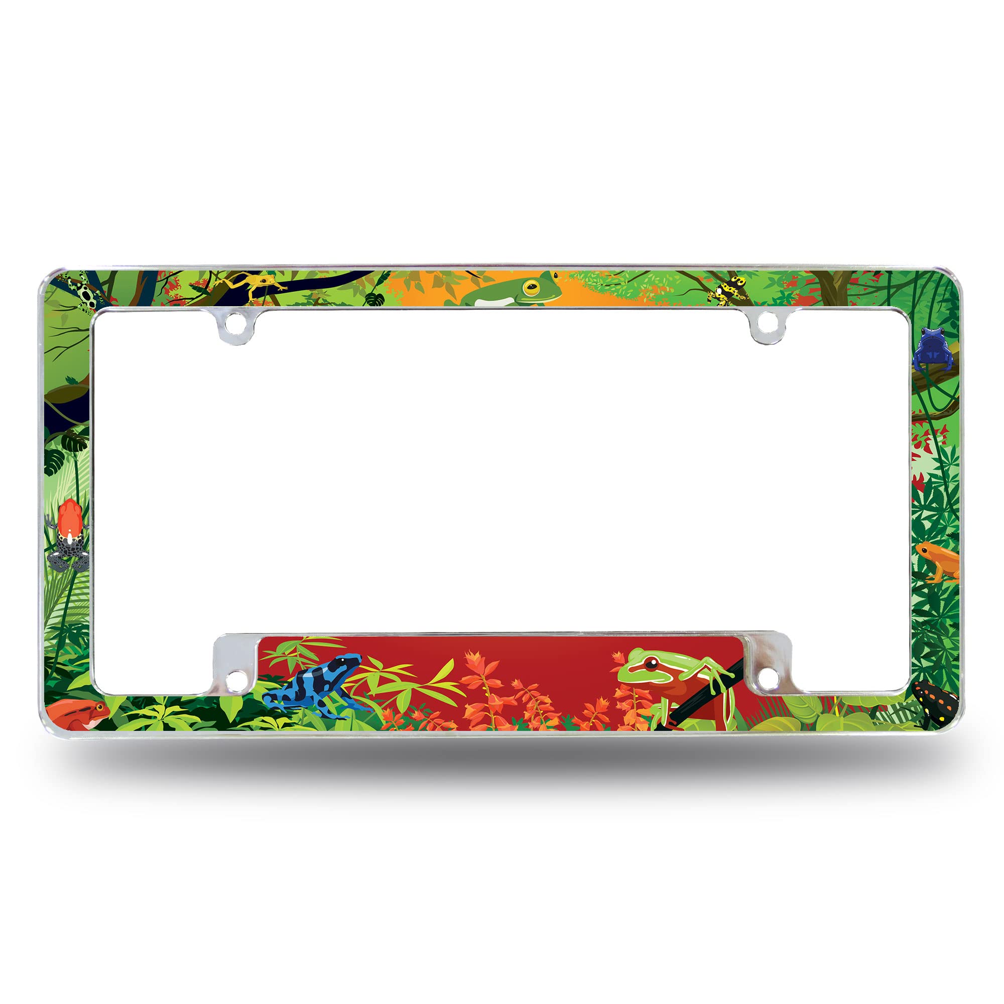 Rico Industries Rainforest Frogs All Over Automotive License Plate Frame for Car/Truck/SUV (12 x 6)