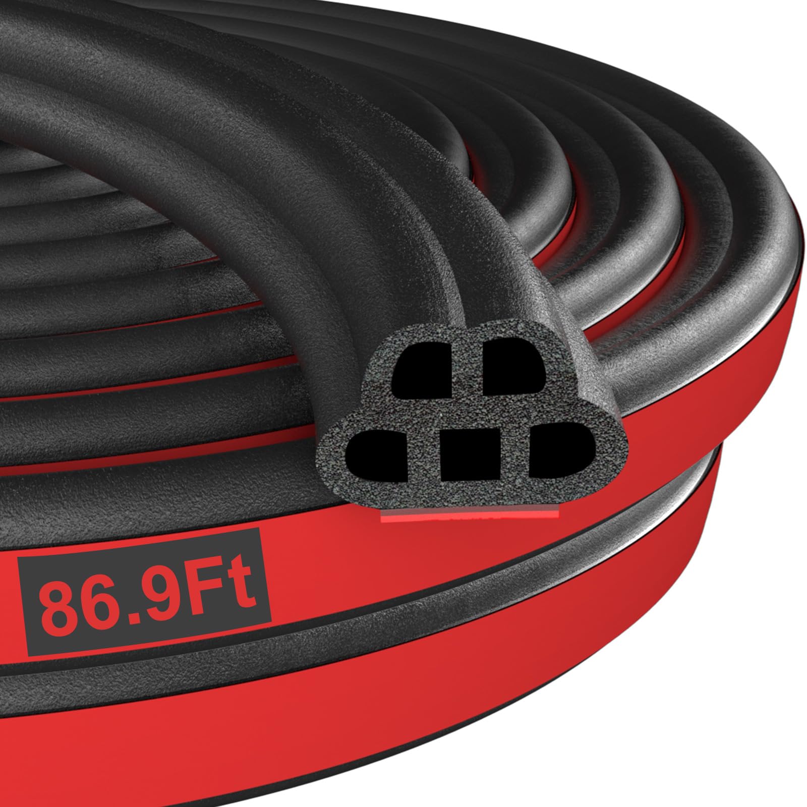 Alophoty 86.9 Ft Car Door Seal Strip Universal Self Adhesive Automotive Weather Stripping Door Seal, Double Layer 5-Hole Car Doo