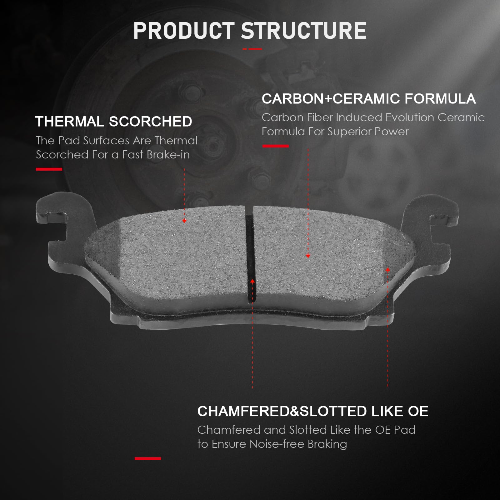 Cciyu D1120 Ceramic Rear Brake Pad Set Fit For 2006-2010 For Hummer H3,2009-2010 For Hummer H3T