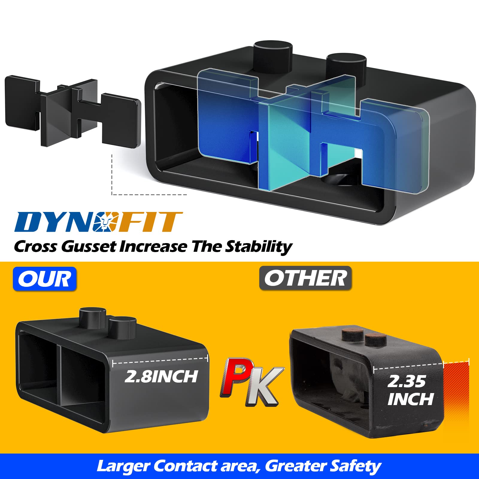 2 Inch Rear Lift Blocks For Ford F150 2004-2020, Dynofit 2'' Suspension Leveling Block Kit With Extended U-Bolts For F-150 2Wd 4