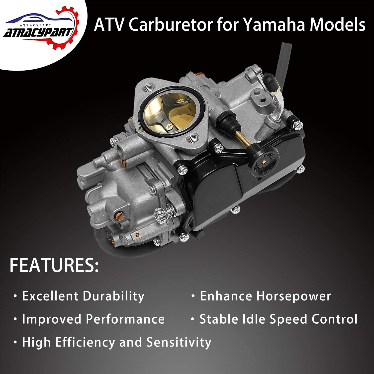 ATRACYPART Carburetor with Intake Manifold for Yamaha ATV Moto-4 350, Warrior 350, Big Bear 350, Kodiak 400 (1987-1998)