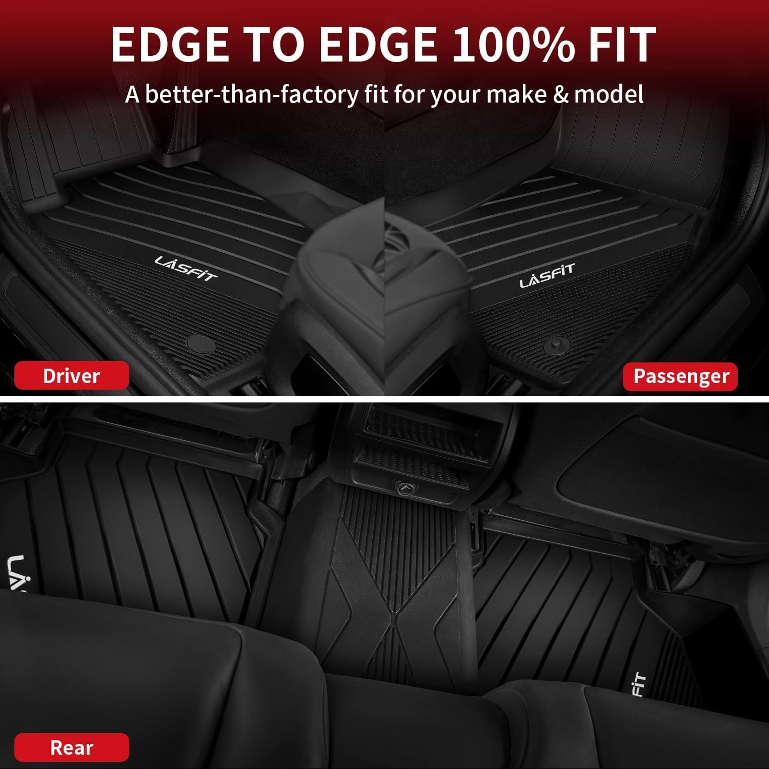 Lasfit Floor Mats & Cargo Liner For Bmw 5 Series G30 2017-2023, Custom Fit Tpe All Weather Easy To Clean Durable No-Curling Full