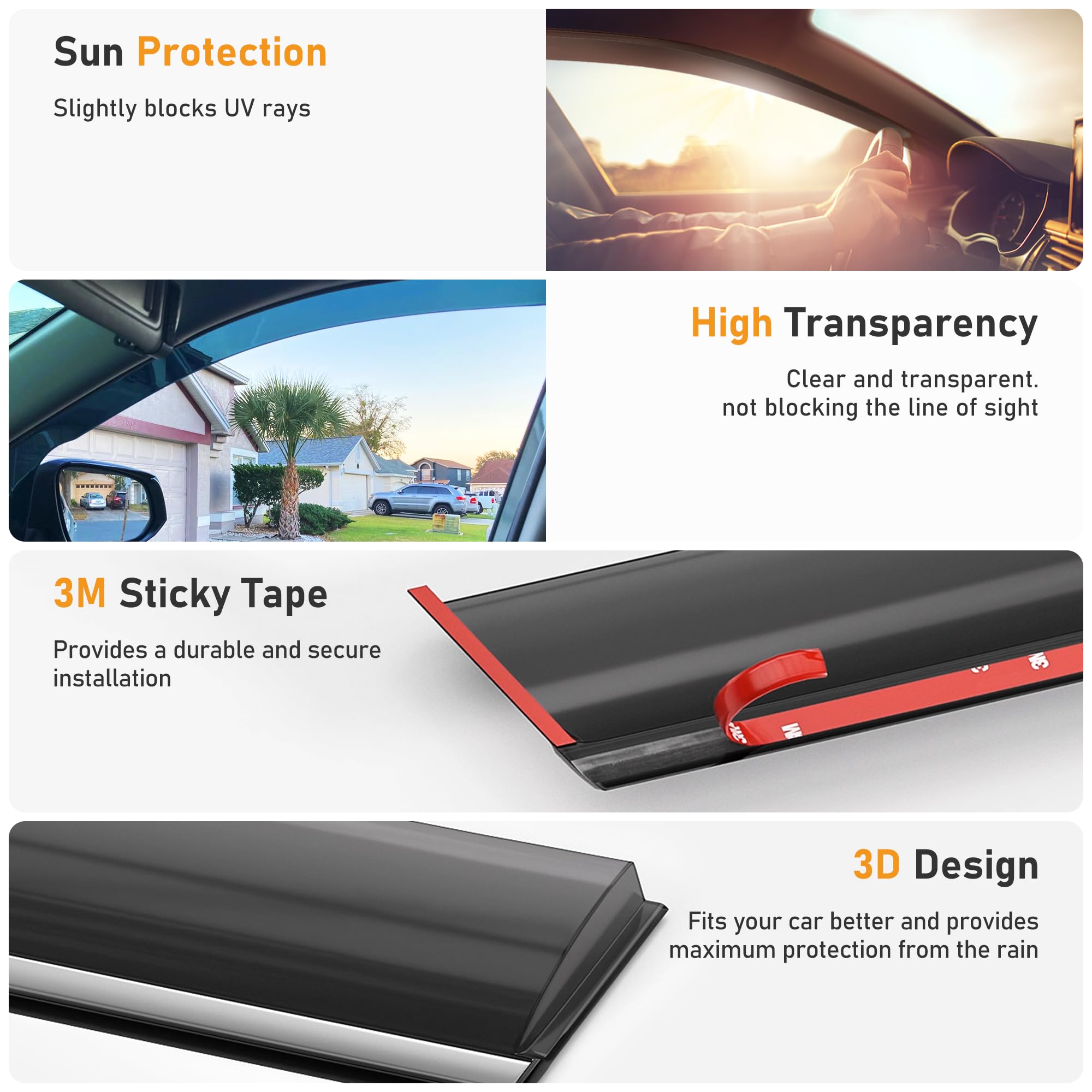 Hope You Ready Shatterproof Tape-On Window Rain Guards Fit For 2019-2024 Subaru Forester, Extra Durable Window Deflectors, Vent