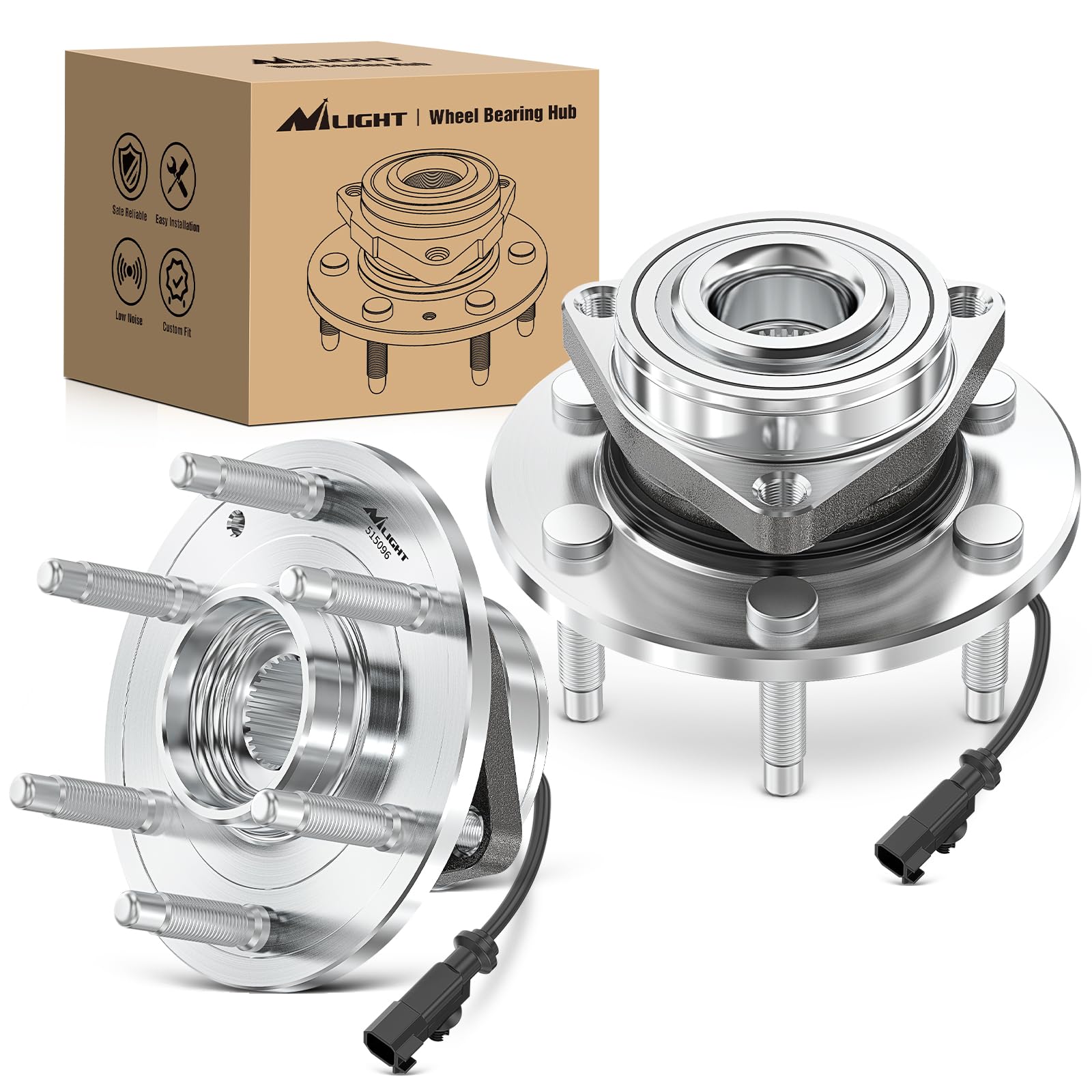 Nilight Wheel Bearing and Hubs Assembly Set for Chevy GMC Silverado Suburban Sierra Yukon XL 1500 Tahoe Avalanche Cadillac Escal