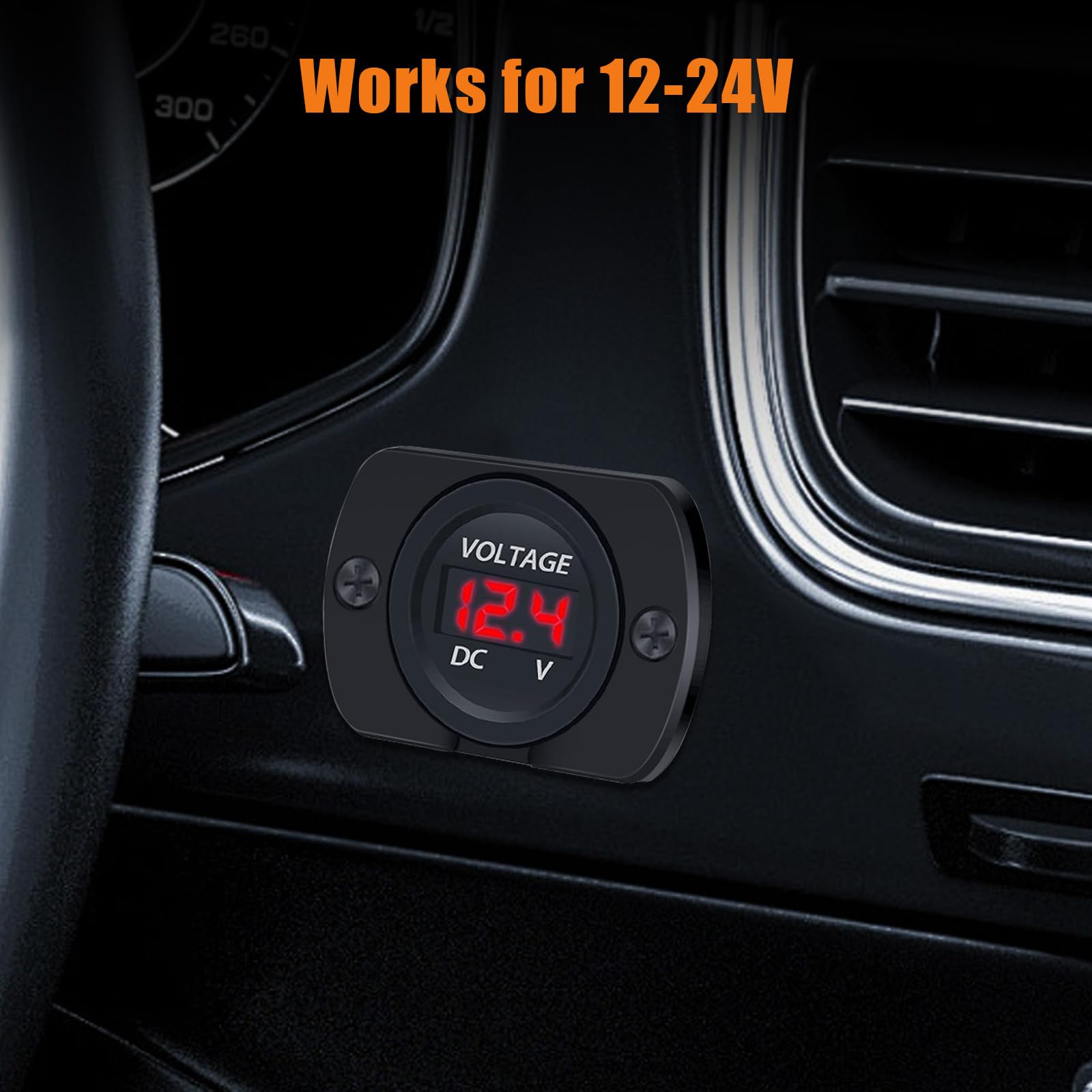 Linkstyle 2 Pack Dc 12V 24V Car Voltmeter With Led Digital Display Panel, Waterproof Voltage Gauge Meter With Terminals For Boat