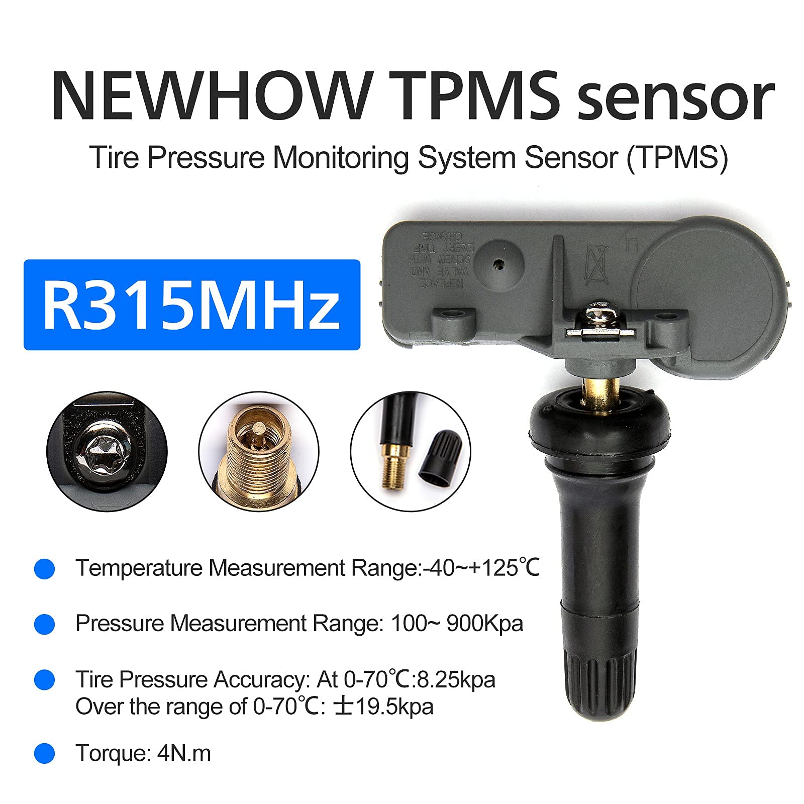 Newhow De8T-1A180-Aa 9L3Z-1A189-A 315Mhz Programmed Tire Pressure Monitoring Systems(Tpms) Replacement Sensor