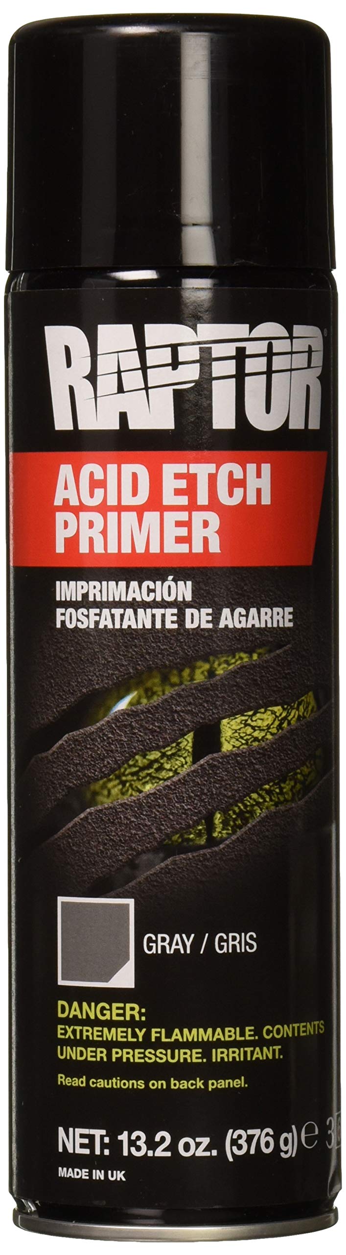 U-POL Raptor Acid Etch Primer 1K Aerosol Spray Paint, Gray, 13.2 OZ, Durable Automotive Primer for Bare Metals