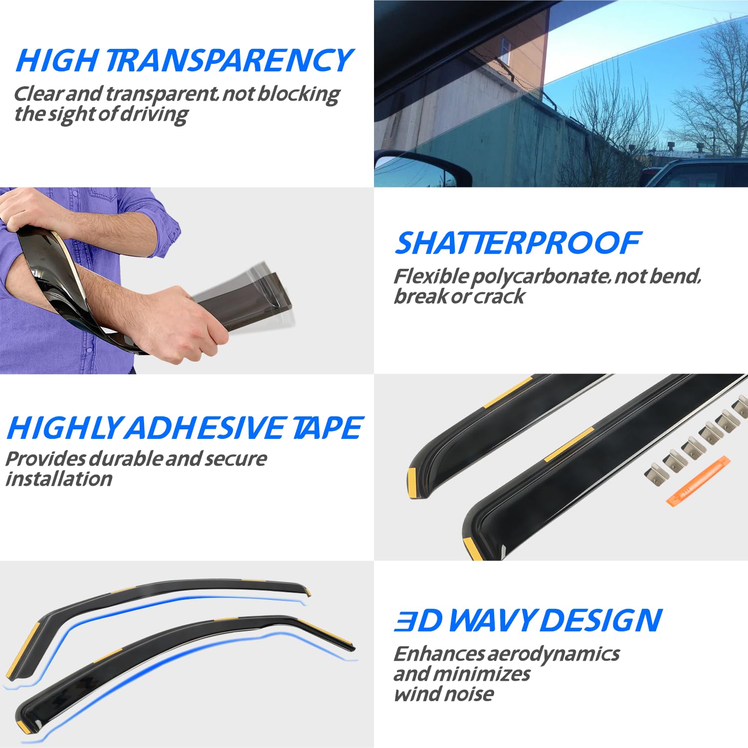 4 PCS in-Channel Window Rain Guards Fit for 2019-2024 Toyota RAV4, Smoke Tinted Vent Window Visors, Window Vent Deflector, Sun V