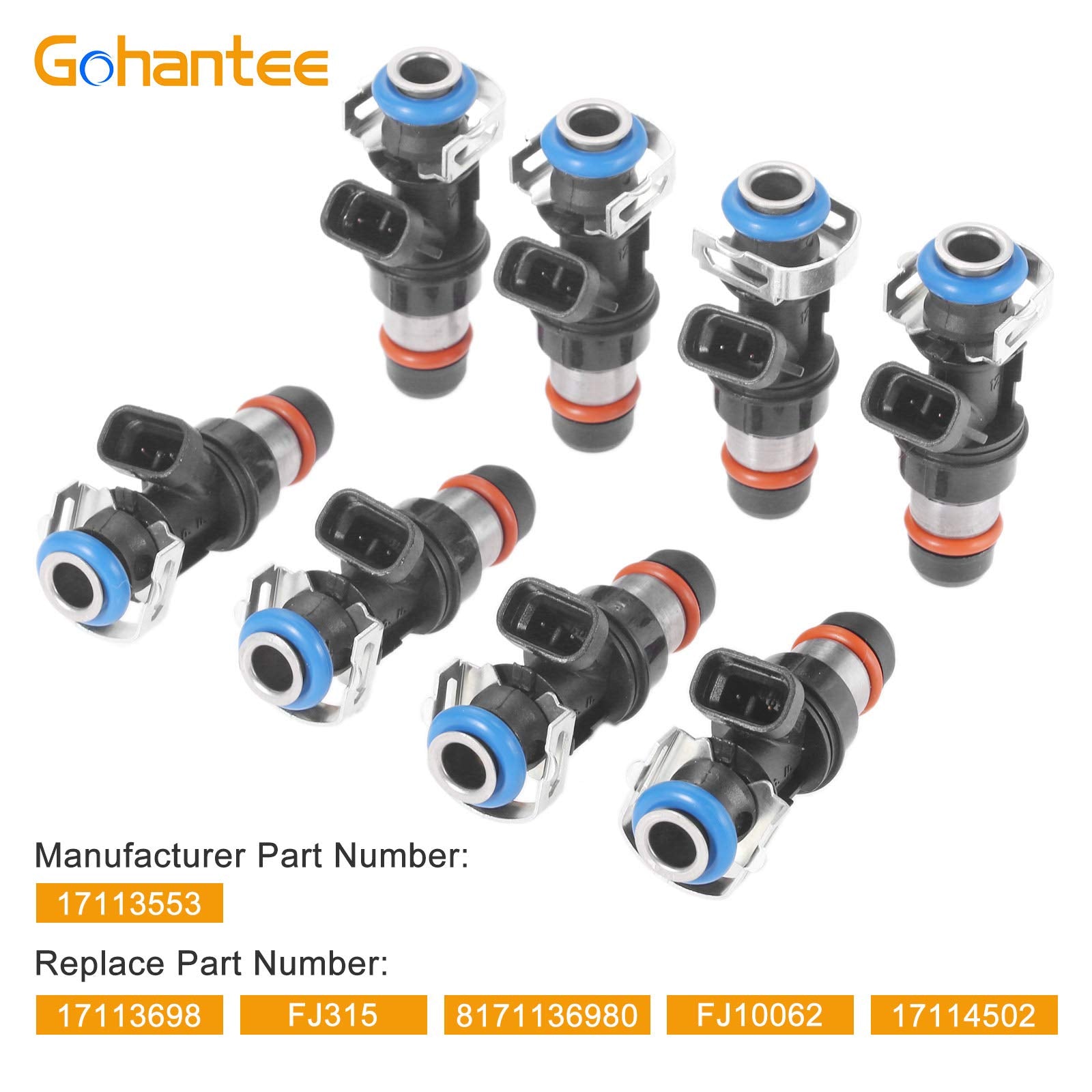 Fuel Injectors Compatible with Chevy Silverado 1500 2500 3500 Tahoe Replacement for GMC Sierra 1500 2500 3500 Tahoe 4.8L 5.3L 6.