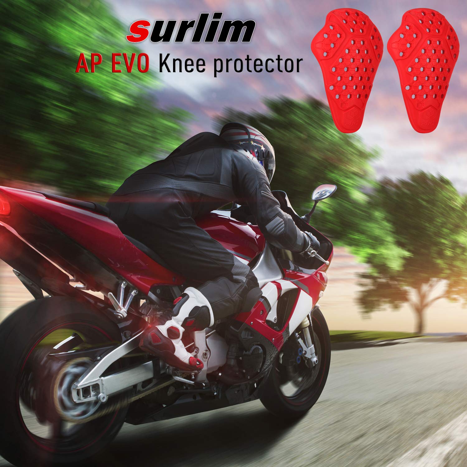 Surlim Knee Protector Ce Insert Armor Motorcycle Pants Replacement Pads Pair