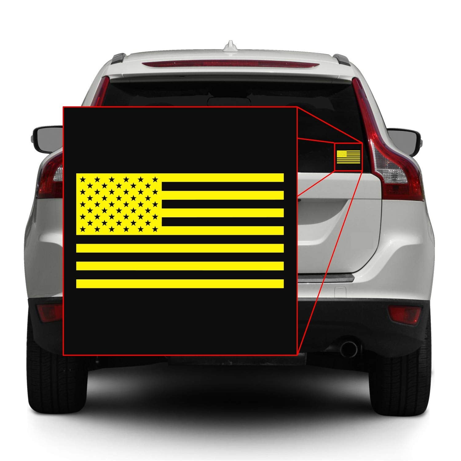 American Us Flag [Pick Color/Size] Vinyl Decal Sticker For Laptop/Car/Truck/Window/Bumper (7.5In X 4.2In [3-Pack], Matte Yellow)