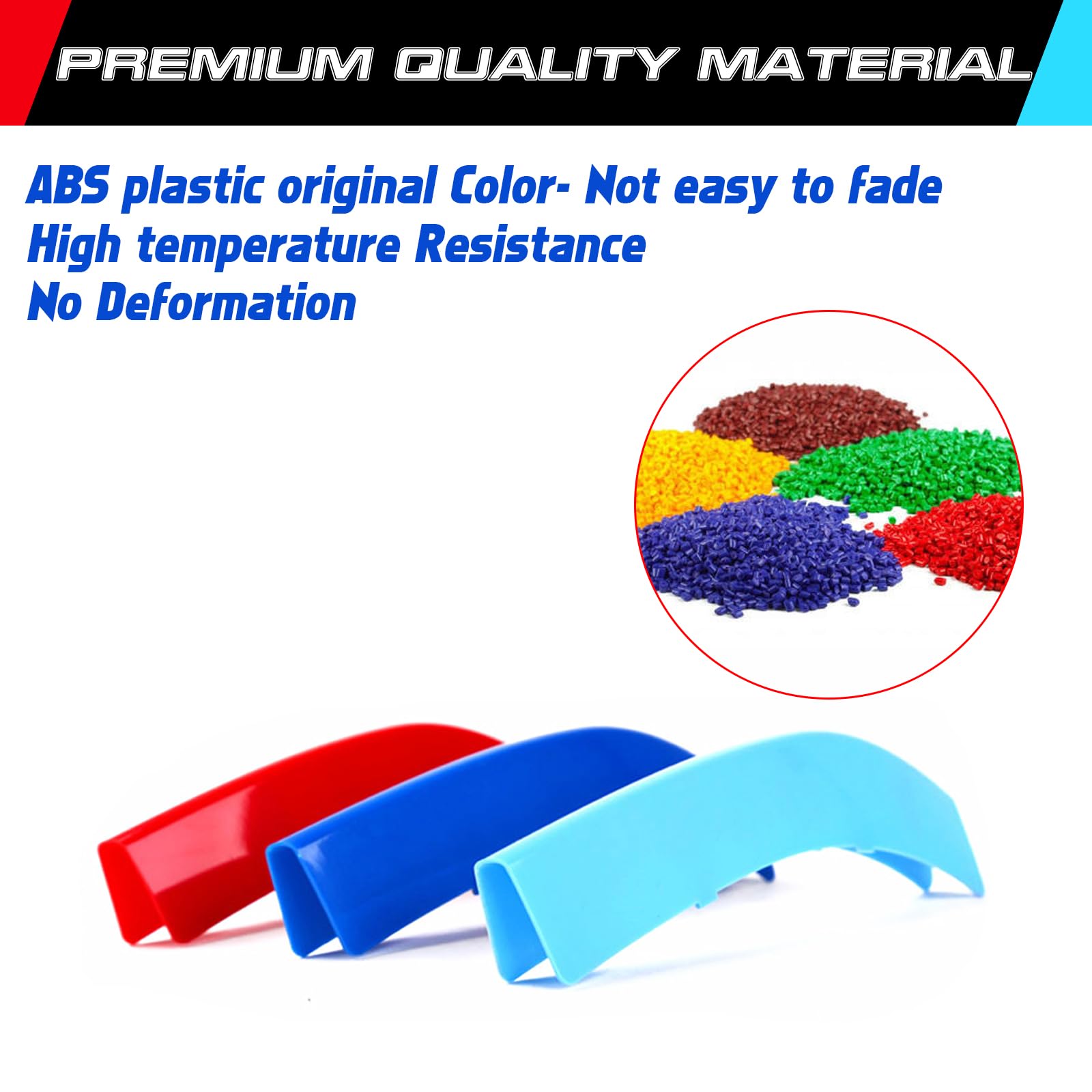 Xotic Tech M-Colored Tri Grille Insert Trims for BMW 3 F30 4 Series F32 435i, ABS Plastic, Front Center Kidney Grilles, 11 Beam Bars