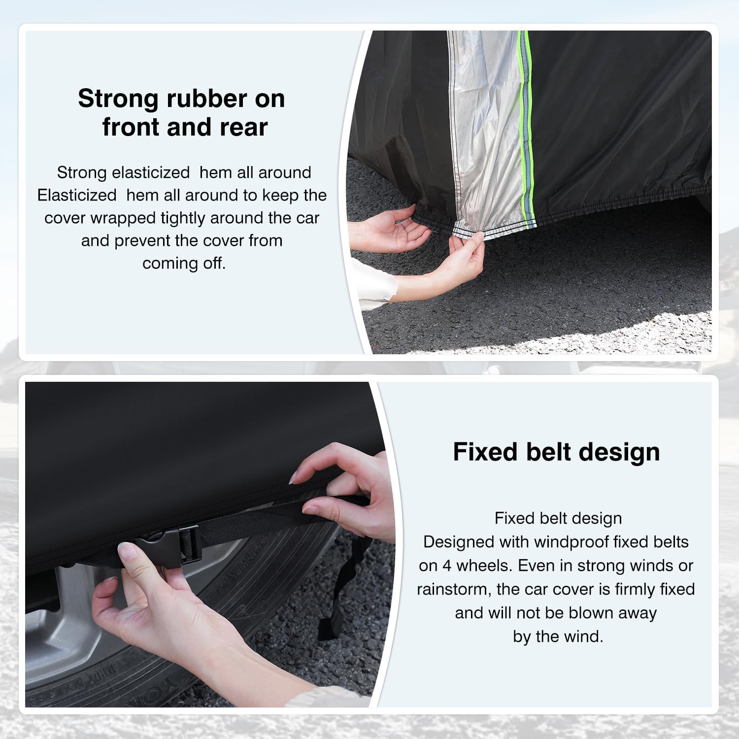 CARTIST 420D Car Cover for Toyota RAV4 1994-2025, Waterproof Oxford, Black/Silver, with Zipper & Reflective Strips