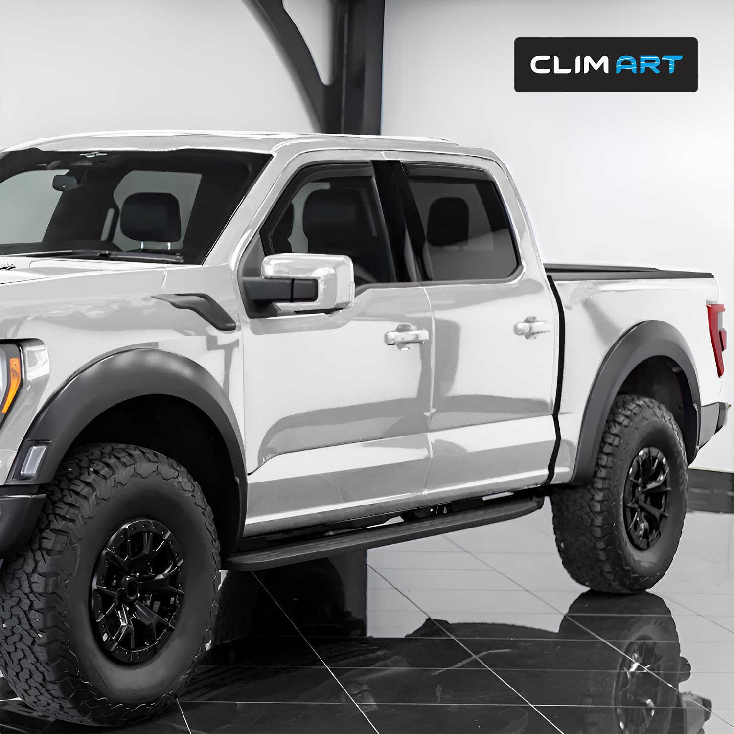 CLIM ART in-Channel Incredibly Durable Rain Guards Compatible with F150 2021-2025 SuperCrew, Original Window Deflectors, Vent Wi