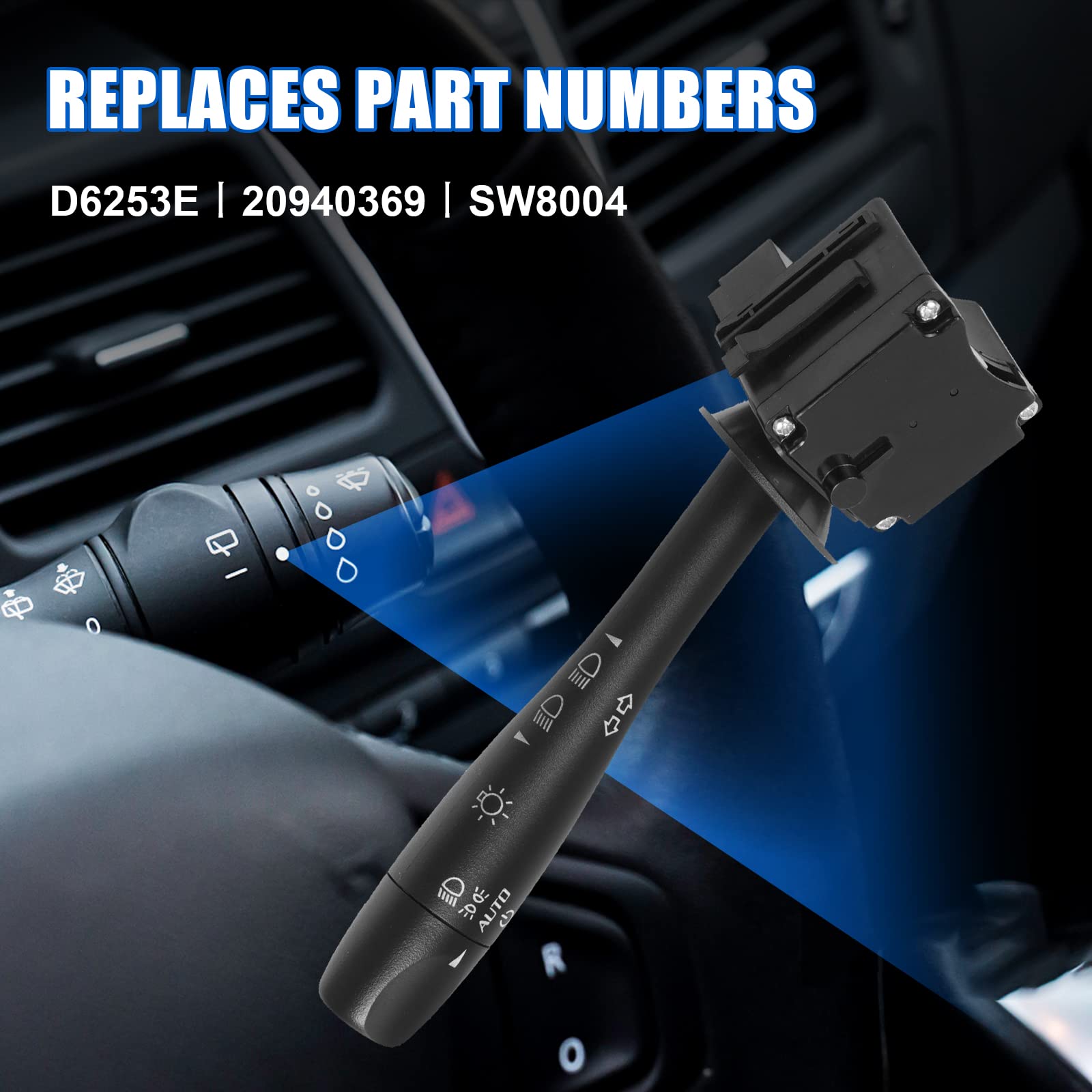 Lcwrgs Turn Signal Switch Compatible With 2004-2012 Chevy Malibu, 2005-2011 Pontiac G6, 2007-2009 Saturn Aura, Headlight Dimmer Switch Blinker Lever, 20940369, D6253E, Sw8004