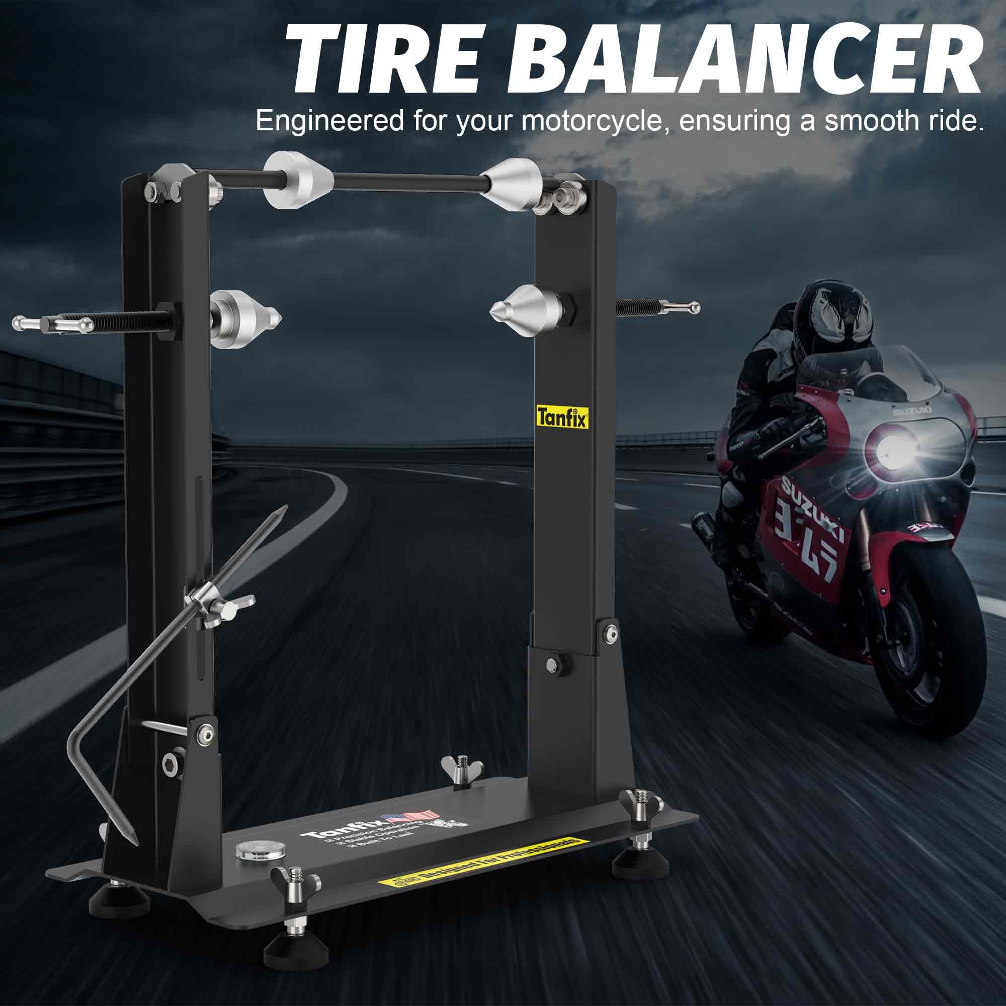 Tanfix Heavy-Duty Motorcycle Wheel Balance Stand for Static & Dynamic Tire Alignment - Single-Axle Balancer for Sport & Dirt Bikes