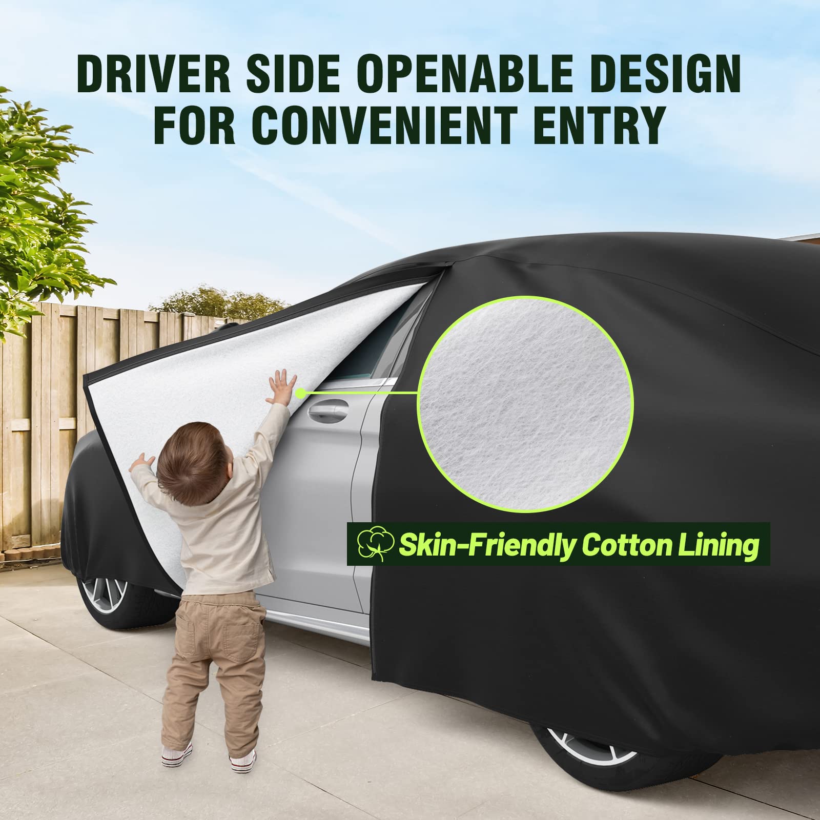 Favoto Car Cover Waterproof All Weather For Automobiles, 6 Layers Heavy Duty Outdoor Rain Dust Snow Sun Protection With Windproo