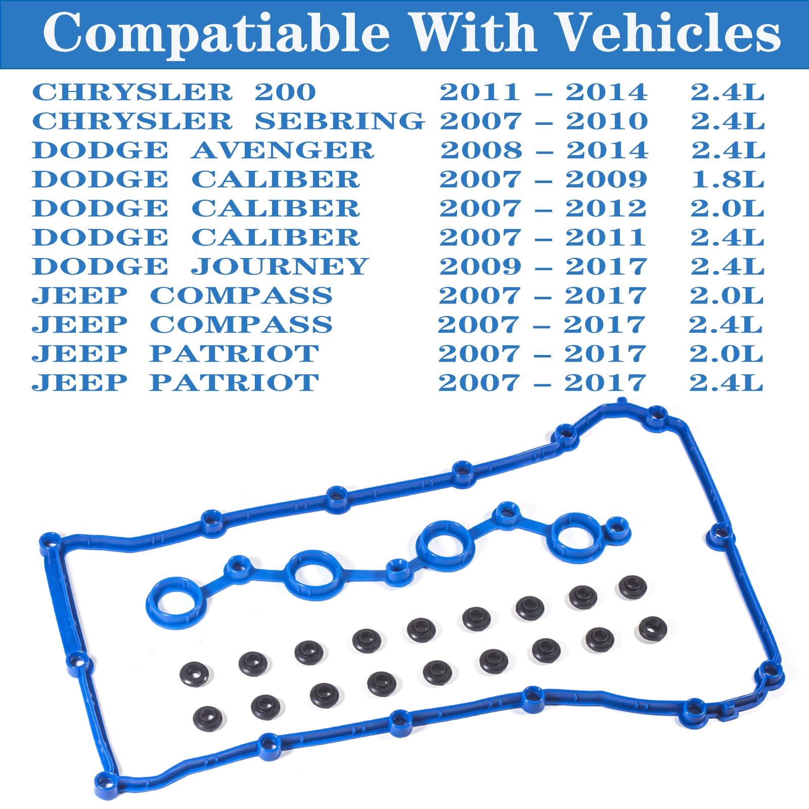 VS50698R Engine Valve Cover Gasket Compatible with Chrysler &Dodge & Jeep Model 200 & Sebring & Avenger & Caliber & Journey & Co