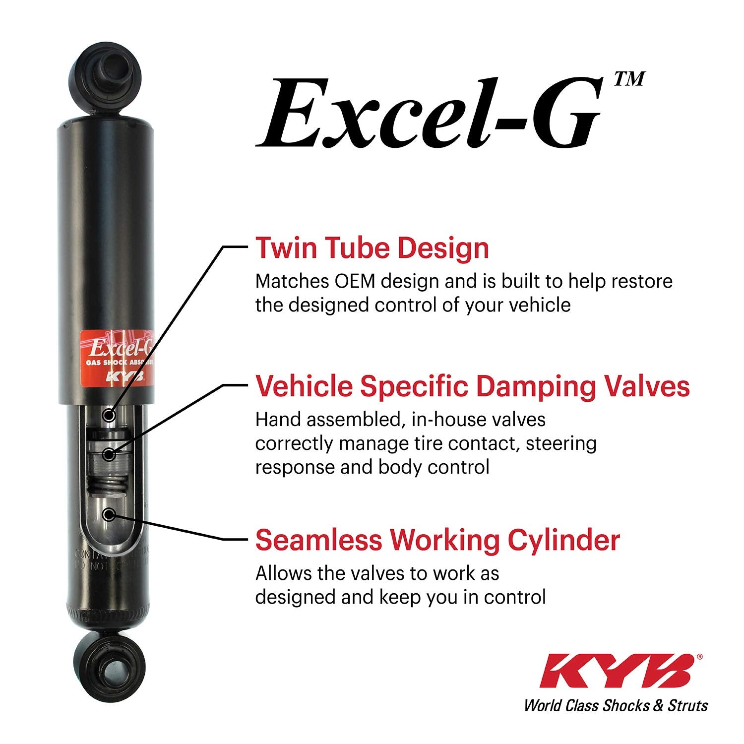 Kyb 344433 Excel-G Gas Shock, Black , Silver