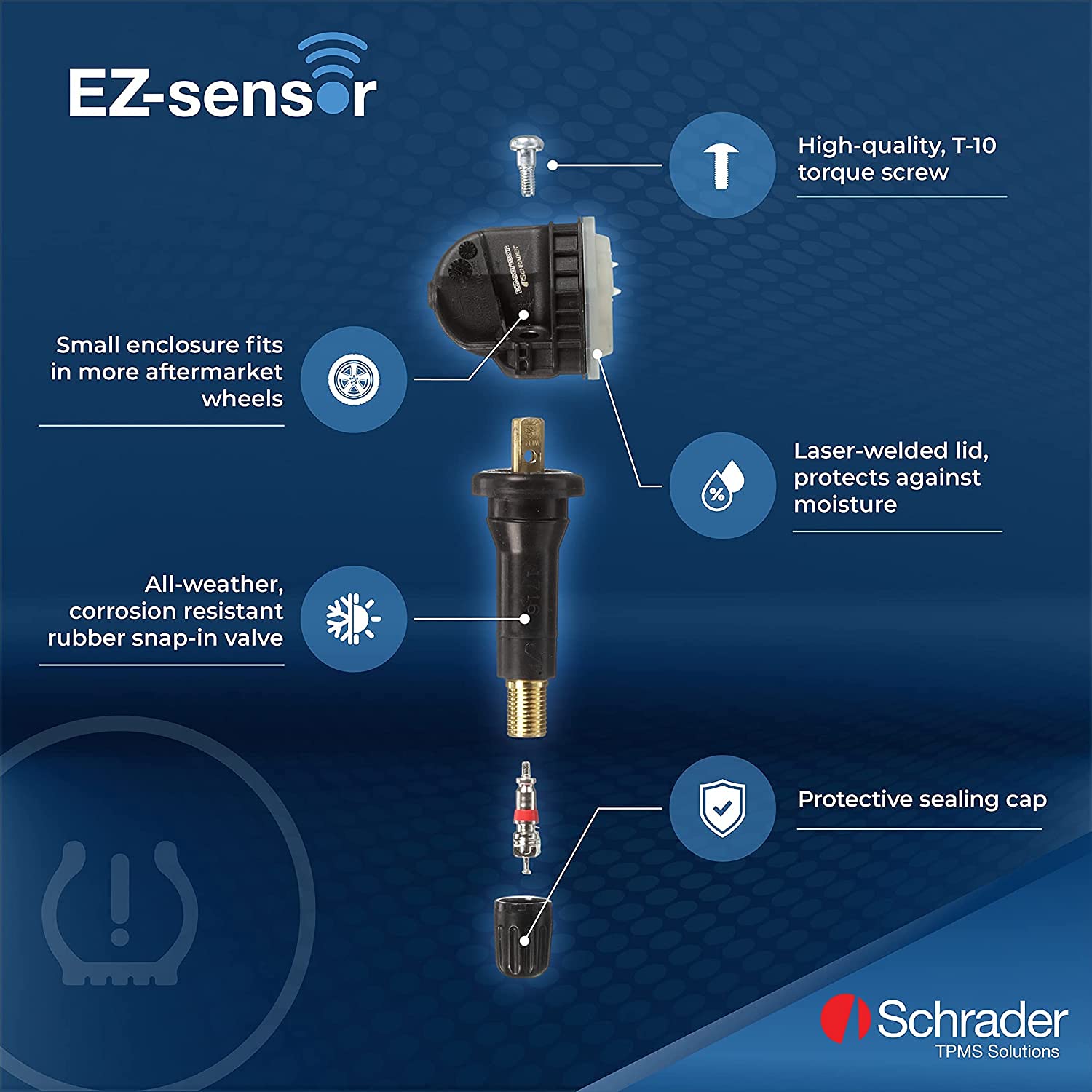 OVERSTOCKDIRECT Schrader 33500 EZ-Sensor (314.9 MHz, 315 MHz, and 433 MHz) Programmable Fixed Angle Valve Tire Pressure Monitori