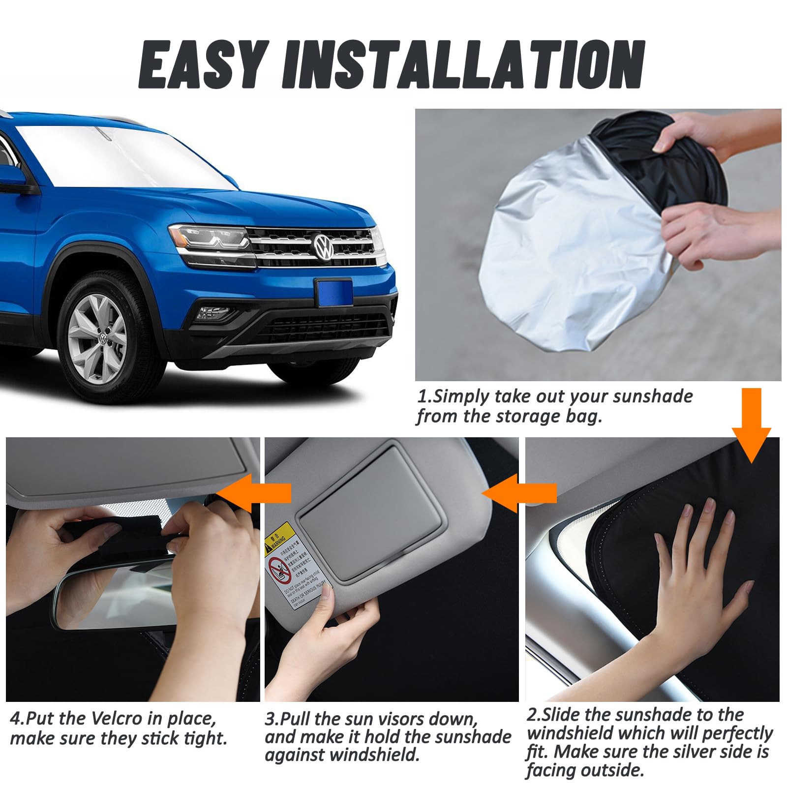 D-Lumina Windshield Sun Shade For Volkswagen Atlas 2018-2023 Vw Atlas Cross Sport Accessories, Front Window Sunshade Sun Visor P