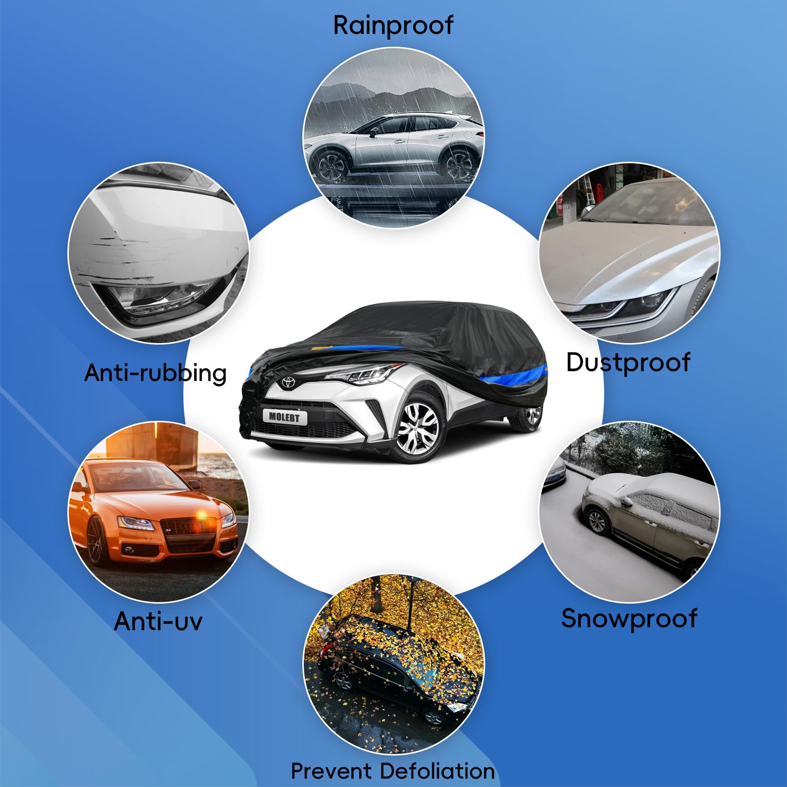 Molebt Suv Car Cover Waterproof All Weather For Automobiles, Universal Fit Kia Soul, Subaru Crosstrek/Forester, Ford Escape, Hyu