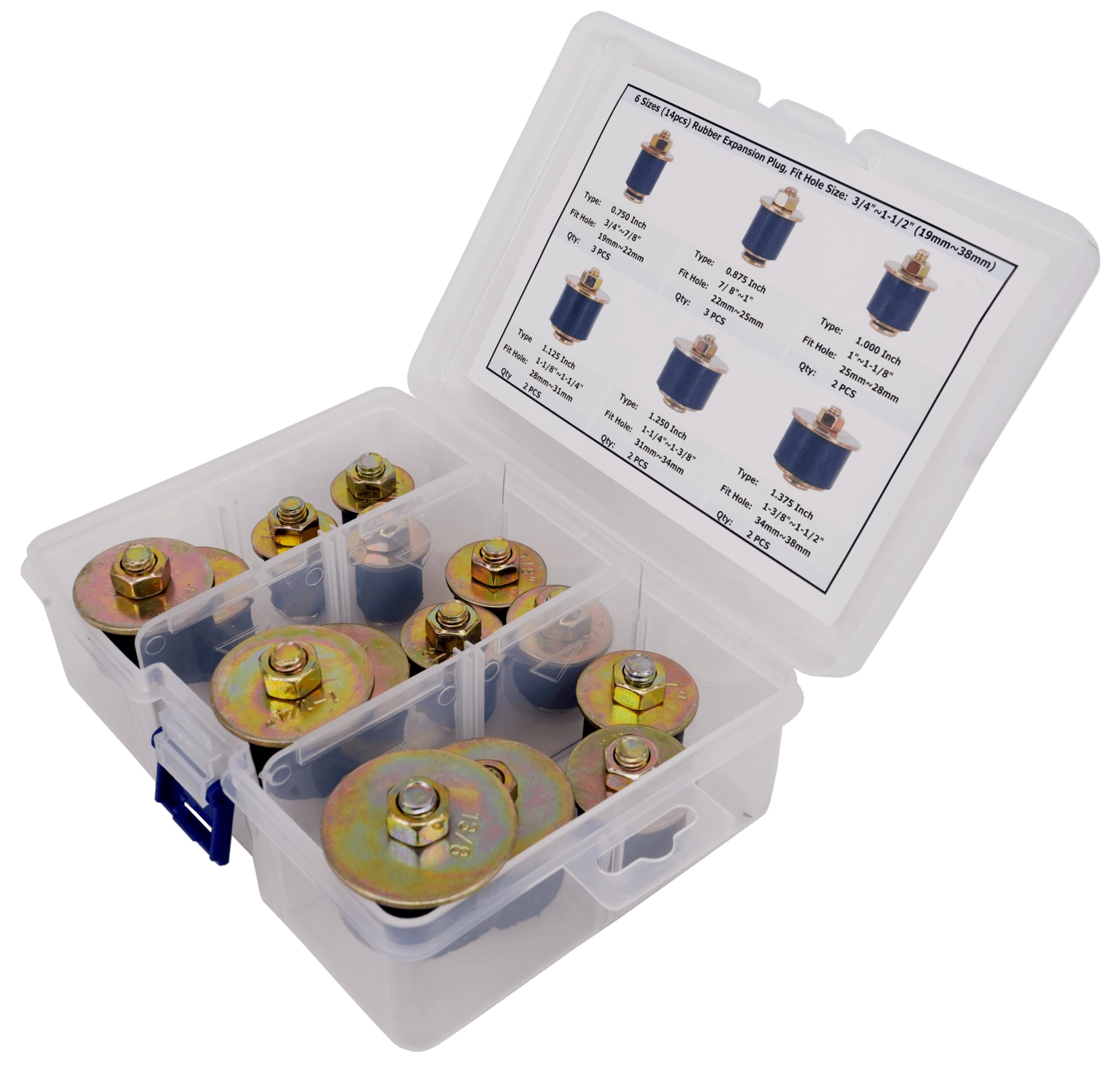 Dsnaduo Neoprene Rubber Expansion Plug Set - 14pcs, Fits 3/4" to 1-1/2", Model DP19-38, Durable Automotive Frost Plug