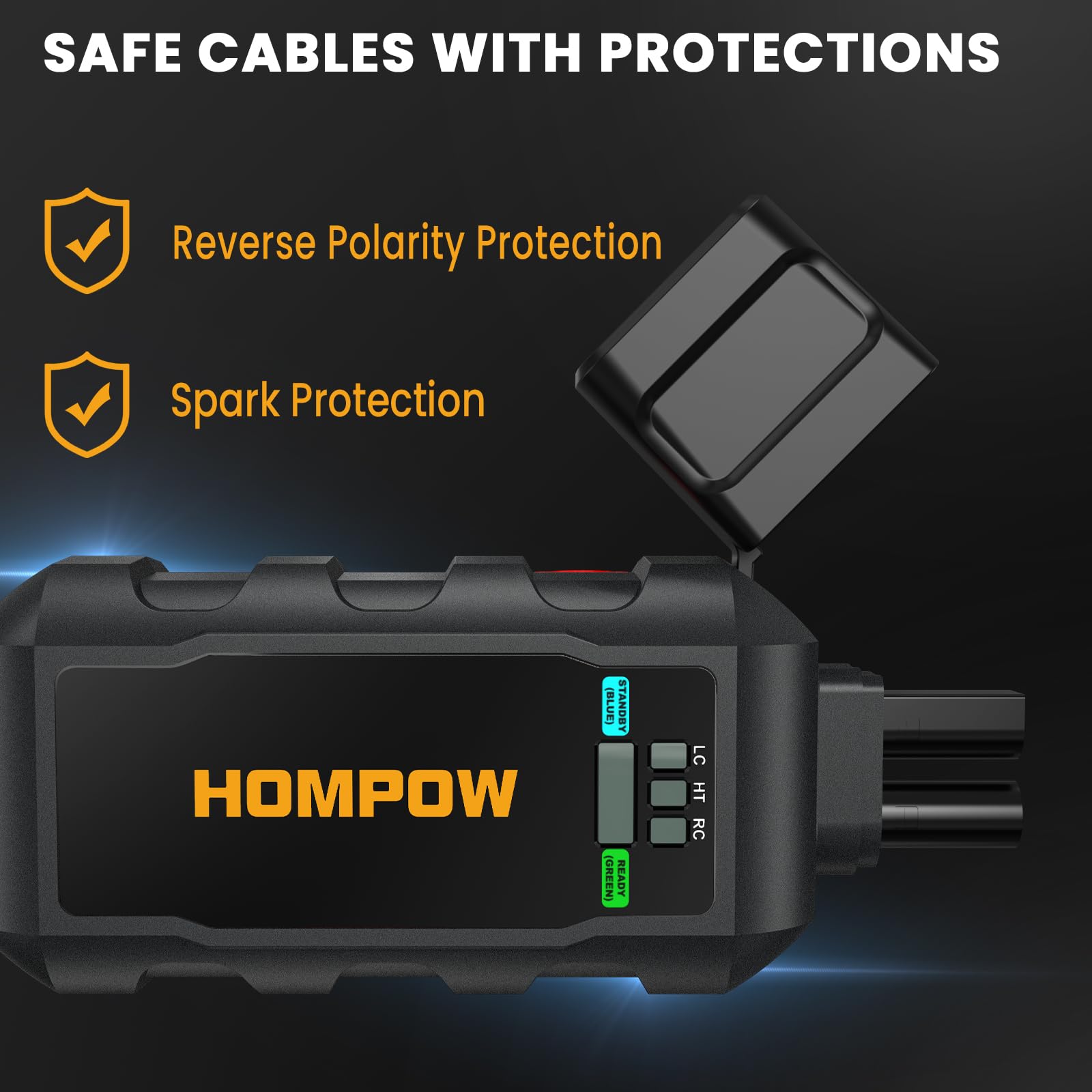 HOMPOW 6000A Peak Jump Starter - 28000mAh Portable Car Battery Charger, LED Light, USB, Black