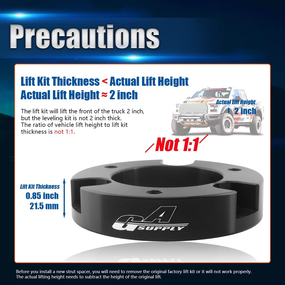 GAsupply 2 Front Leveling Lift Kits, Compatible with 1995-2004 Toyota Tacoma 4 Runner, 2 Inch Raise Strut Suspension Spacers