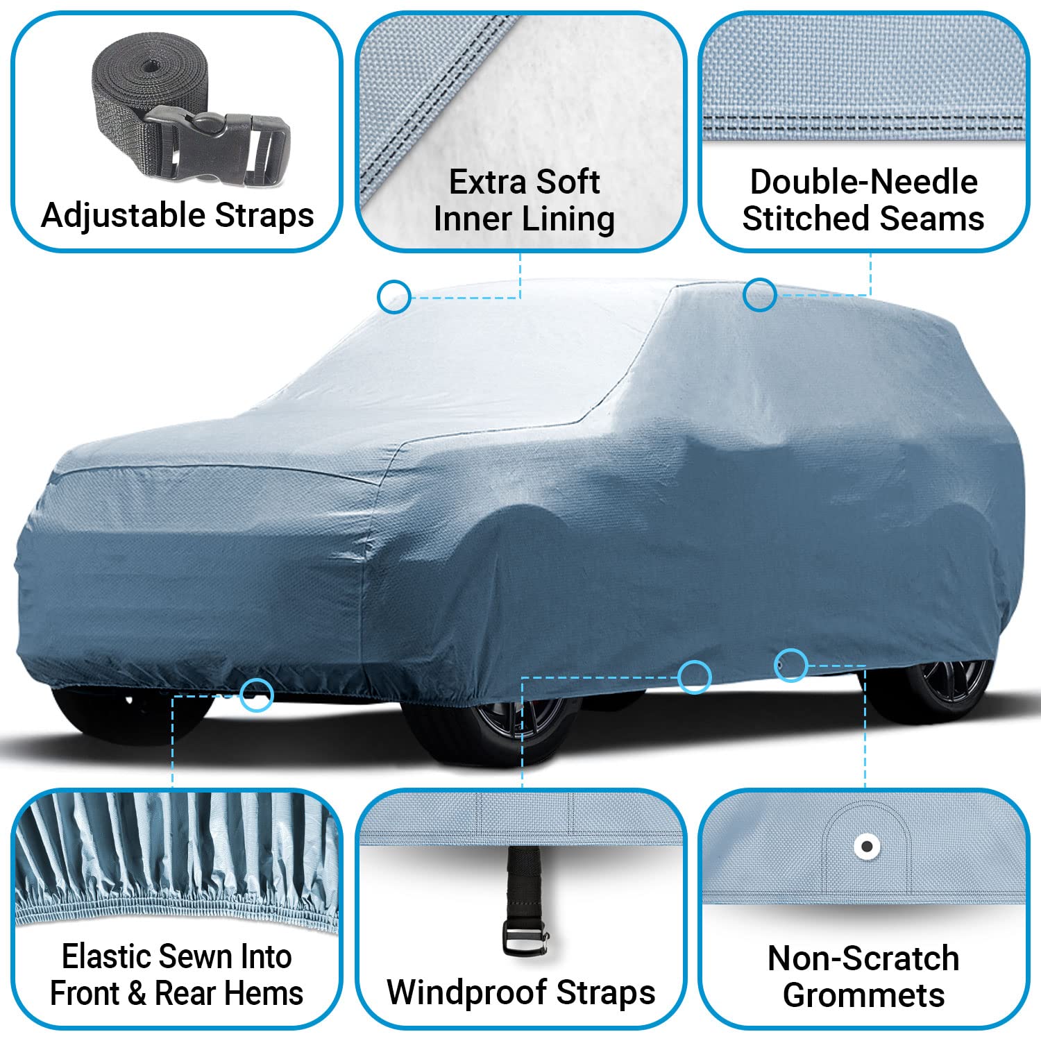 Icarcover 18-Layers Premium Suv Car Cover Waterproof All Weather, Uv Sun Protection, Snow & Dust Resistant | Custom Form-Fit Wit