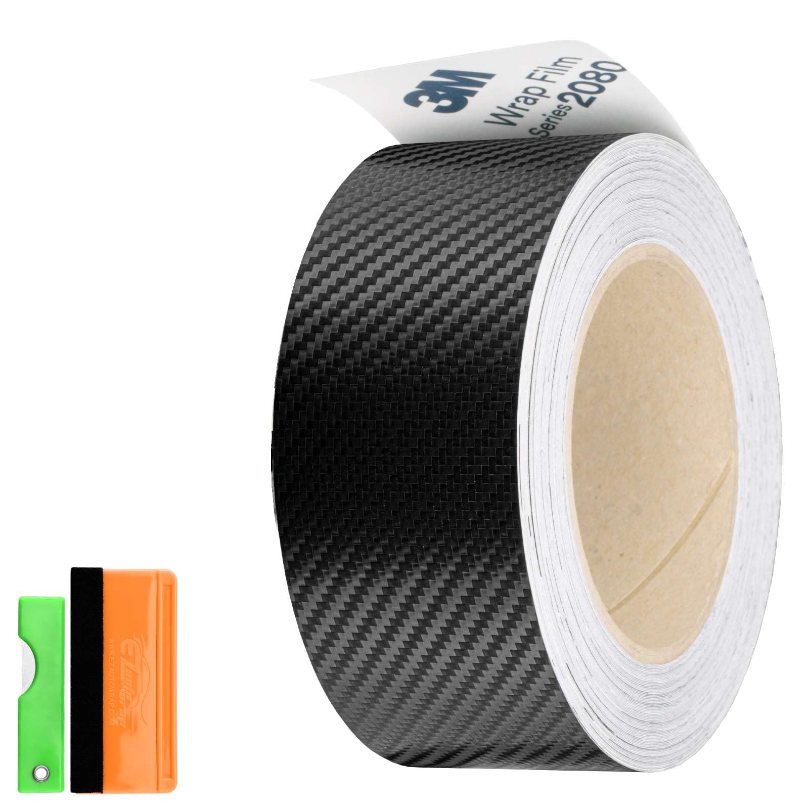 2 Inches X 75 Feet Carbon Fiber Black 3M 2080 Vinyl Wrap Kit For Black Out Chrome Delete Window Trim Door Trim With Tool Kit