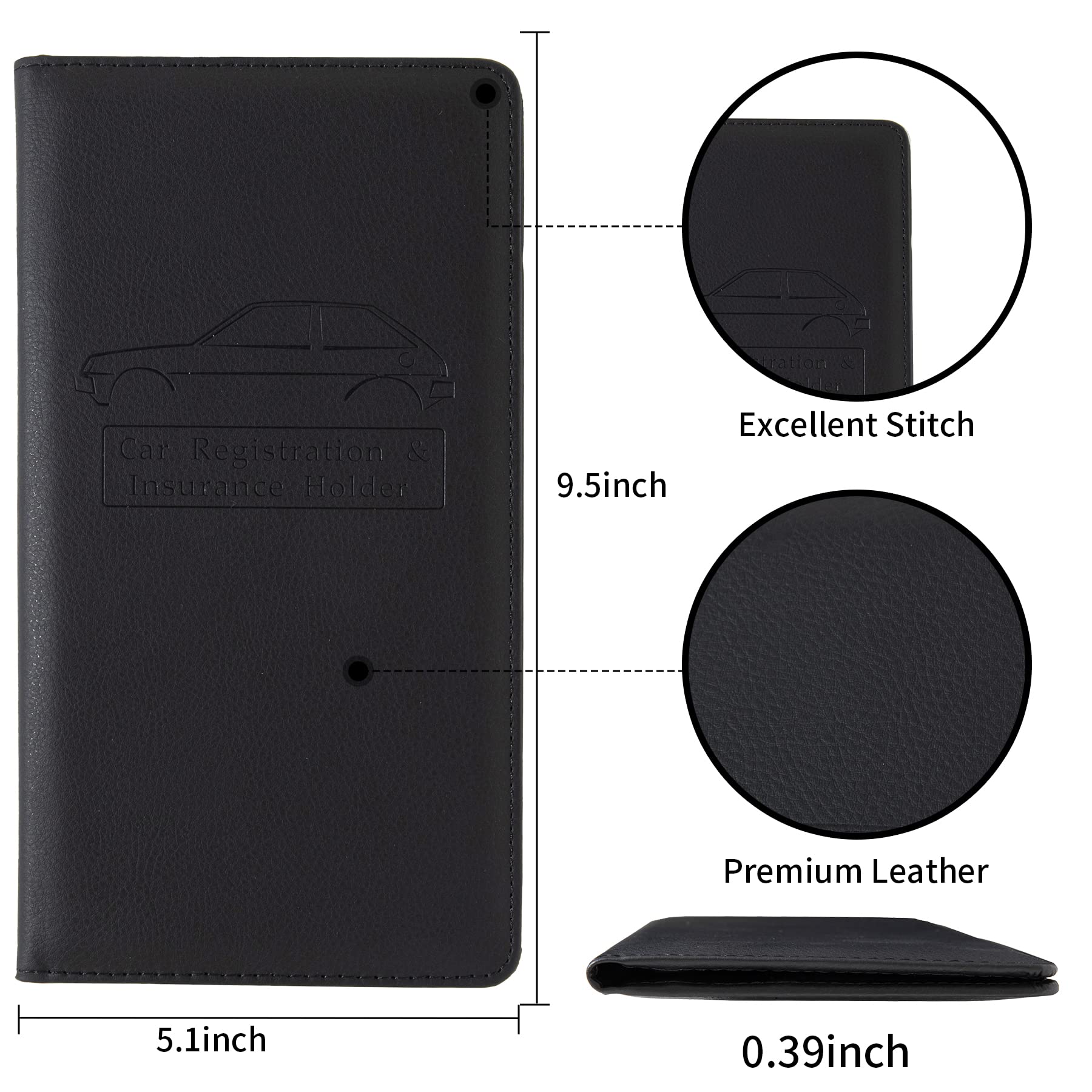 Dalueery.H Car Registration And Insurance Holder Registration And Insurance Card Holder Car Essentials For Women(White)