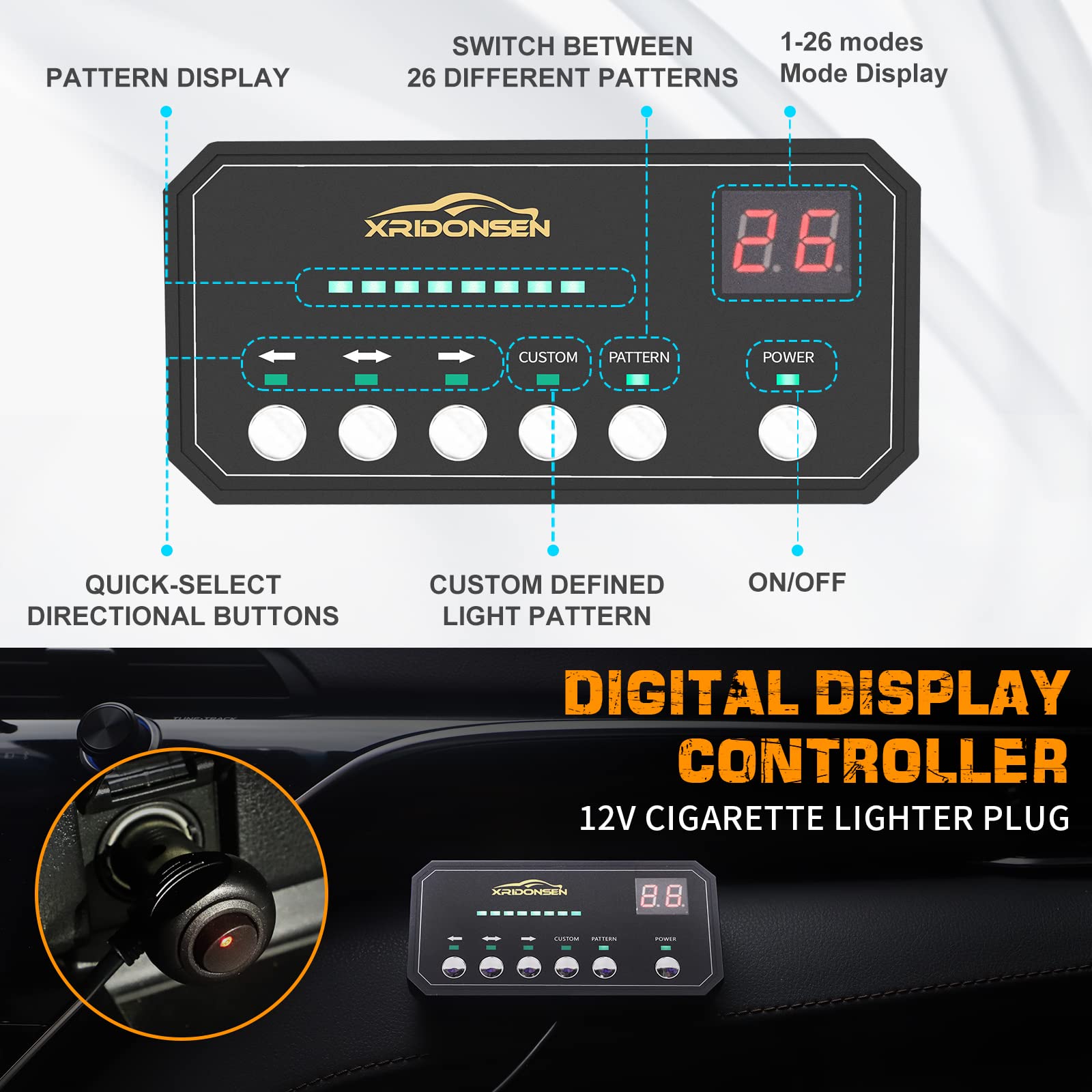 Xridonsen 35 Inch Traffic Advisor Light Bar 144 Led Blue Amber Strobe Lights Emergency Warning Flashing Safety Interior Windshie