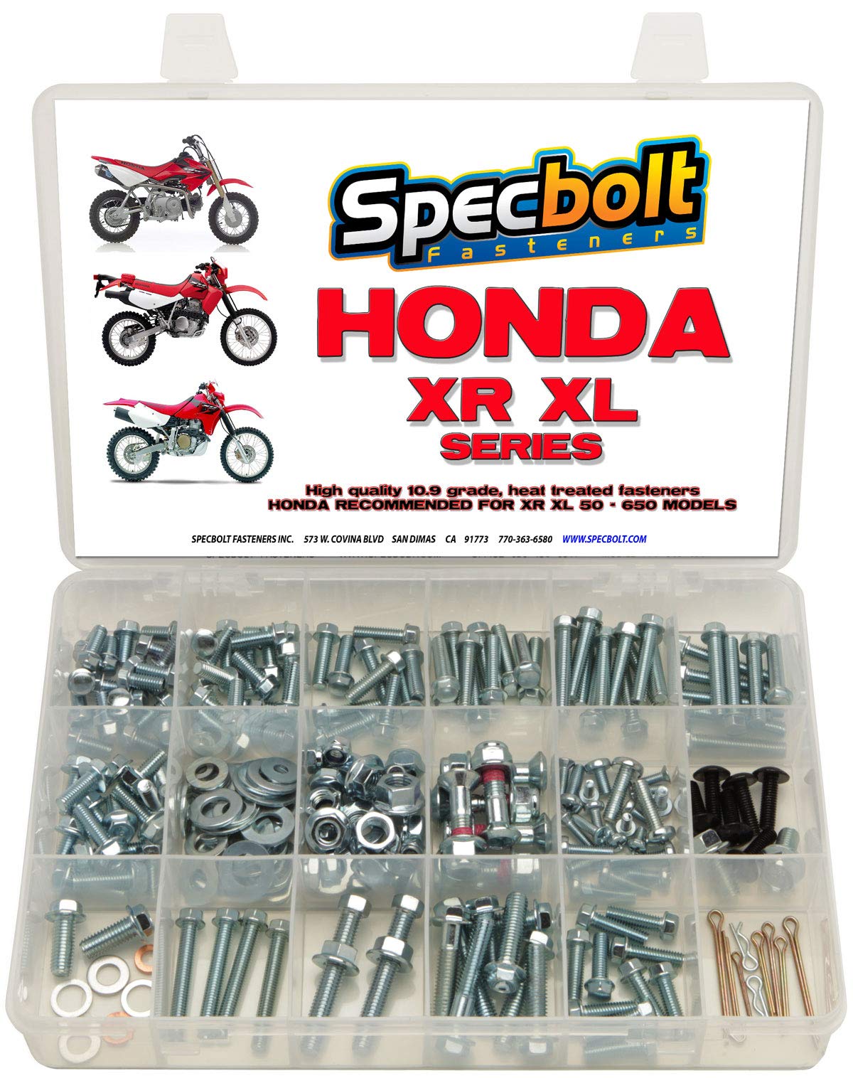 250pc Specbolt Fasteners Brand Bolt Kit fits: XR50 XR80 XR100 XR185 XR200 XR250 XR400 XR500 XR600 XR650 and XR XL Models 50 80 1