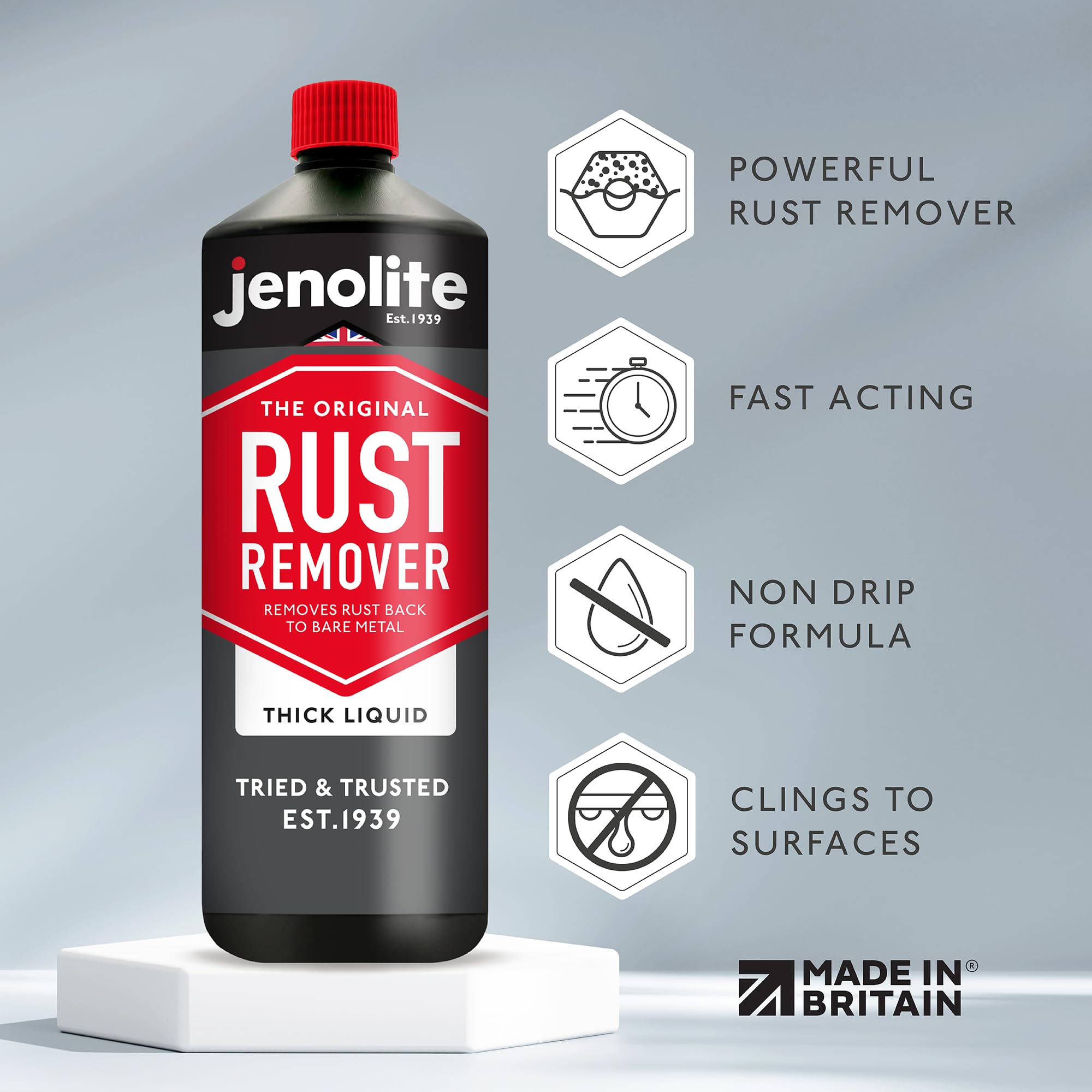 JENOLITE Rust Remover - Fast Acting Industrial Strength Liquid - 34 oz, Pink - Model 88984