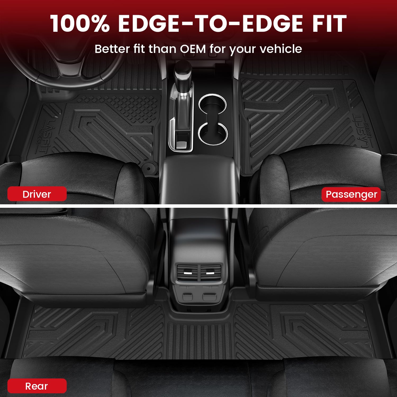 LASFIT Floor Mats & Cargo Liner for Chevrolet Chevy Equinox/GMC Terrain 2018-2024 (Not for Equinox EV 2024-2025), All Weather TP