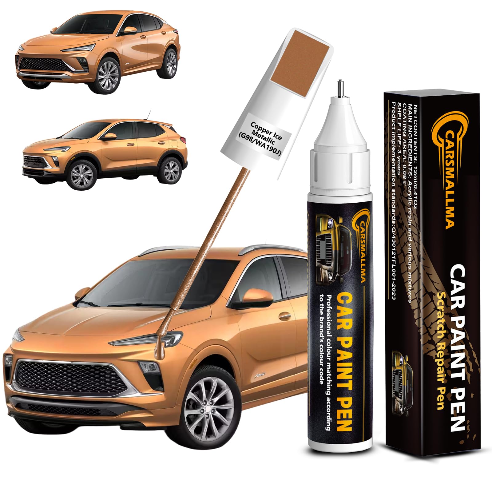 carsmallma Copper Ice Metallic(G98/WA190J) Car Touch Up Paint for Buick, Color Accurate Car Paint Scratch Repair Pen Kit Quick &