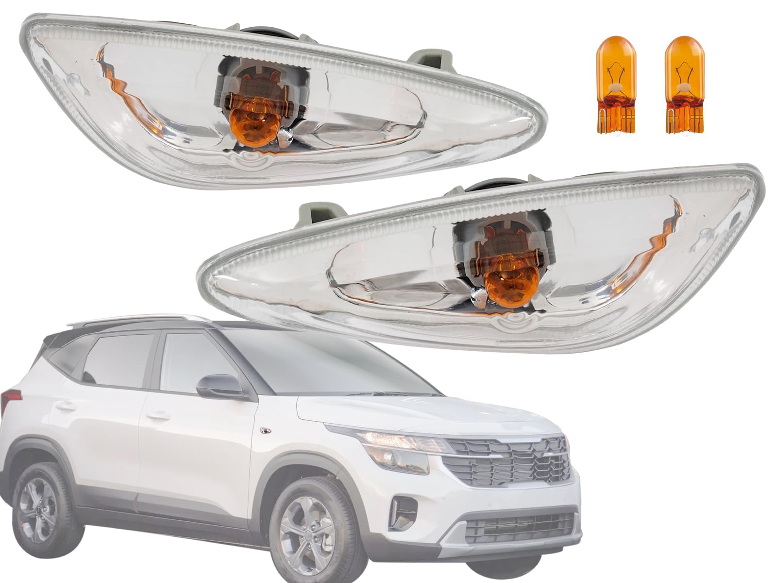 KAP Replacement for Front Side Marker Lights 2021-2025 Seltos LX Model 92302K0000 92301K0000 KI2571102 KI2570102 Bulb Included P