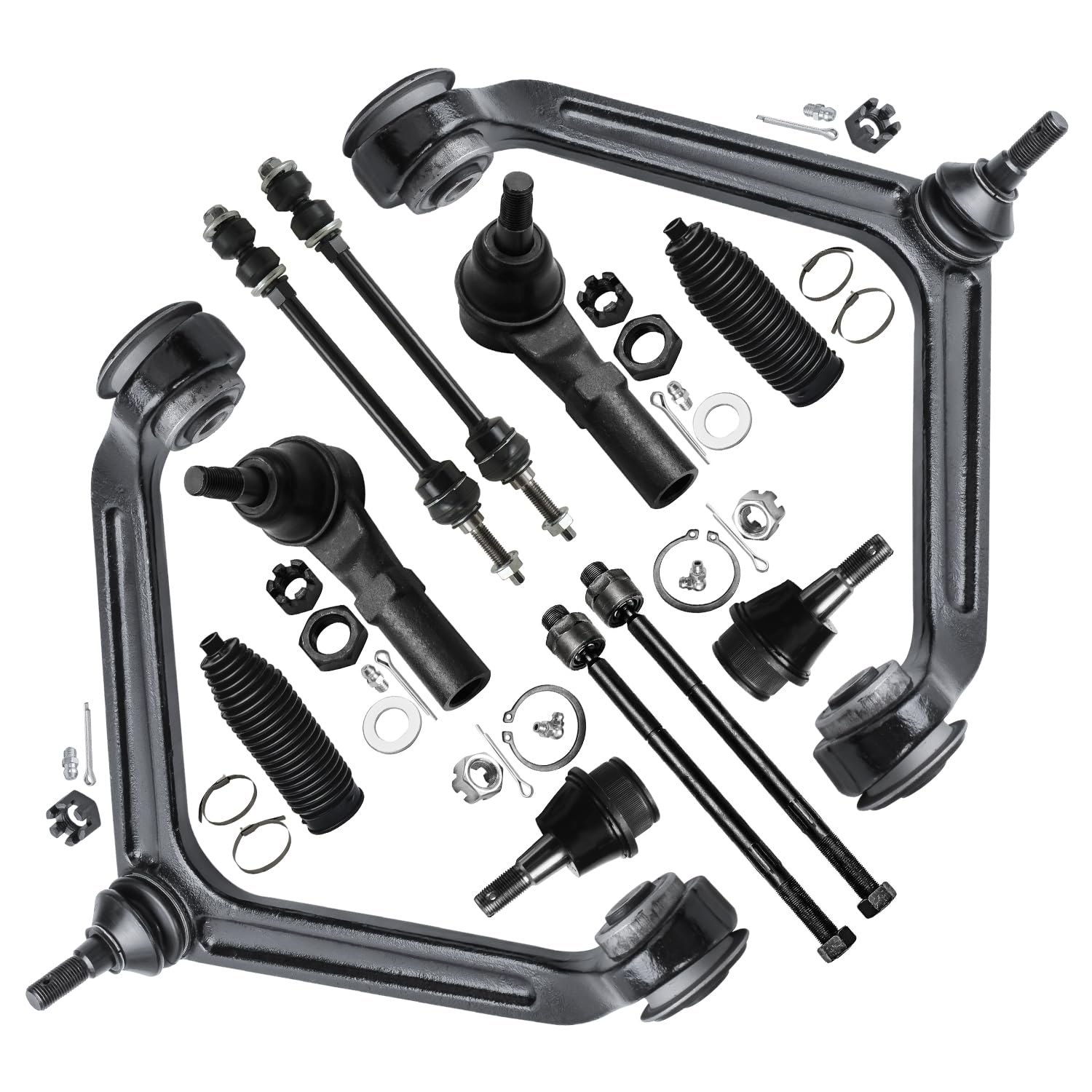 Detroit Axle - 4WD Front 12pc Suspension Kit for Dodge Ram 1500, 2002 2003 2004 2005, 2 Upper Control Arms 2 Lower Ball Joints 2