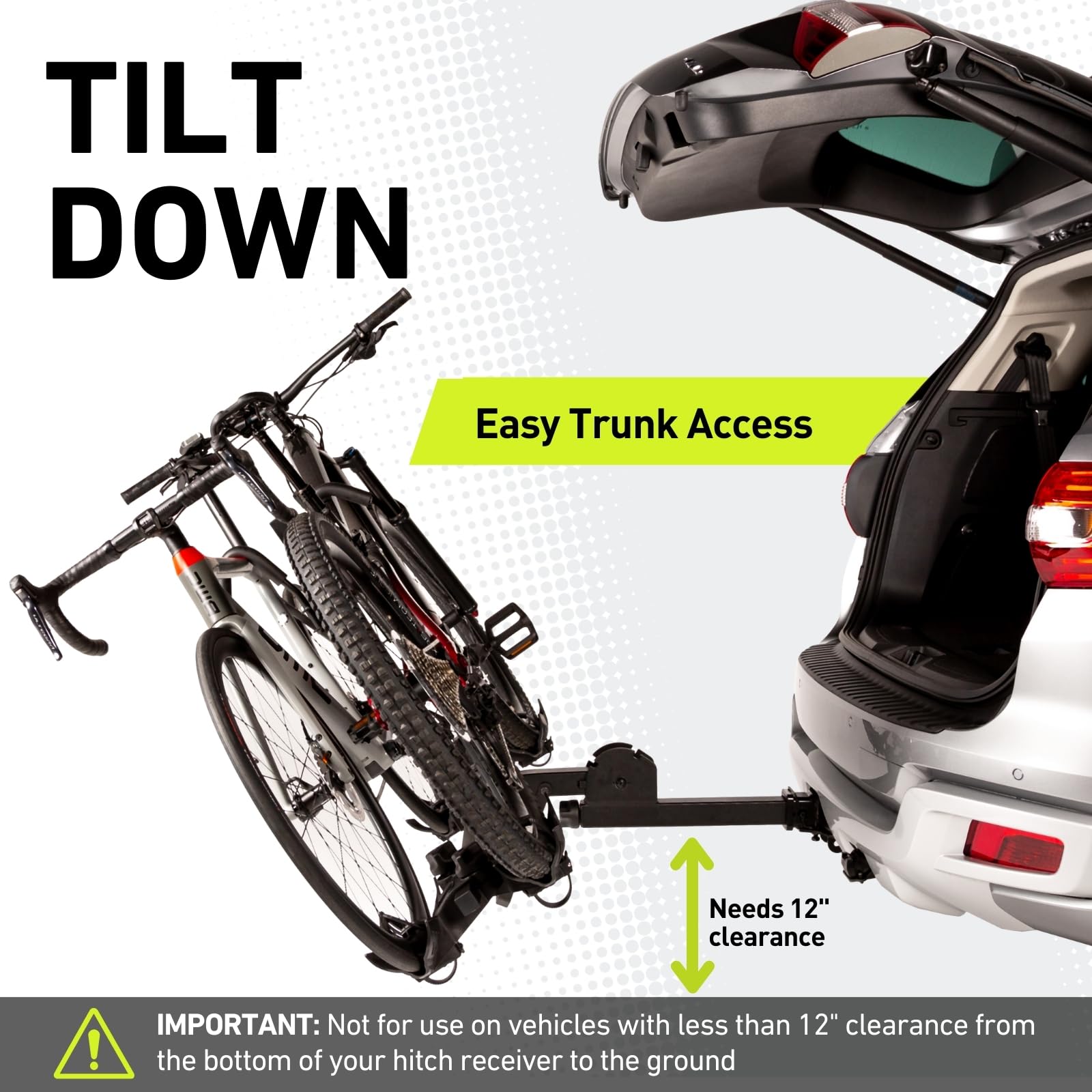 Vibrelli Electric Bike Hitch Rack - 2 Ebike Capacity, Alloy Steel, Anti-Wobble, Fits Fat Tire & Mountain Bikes, Black, Model V70