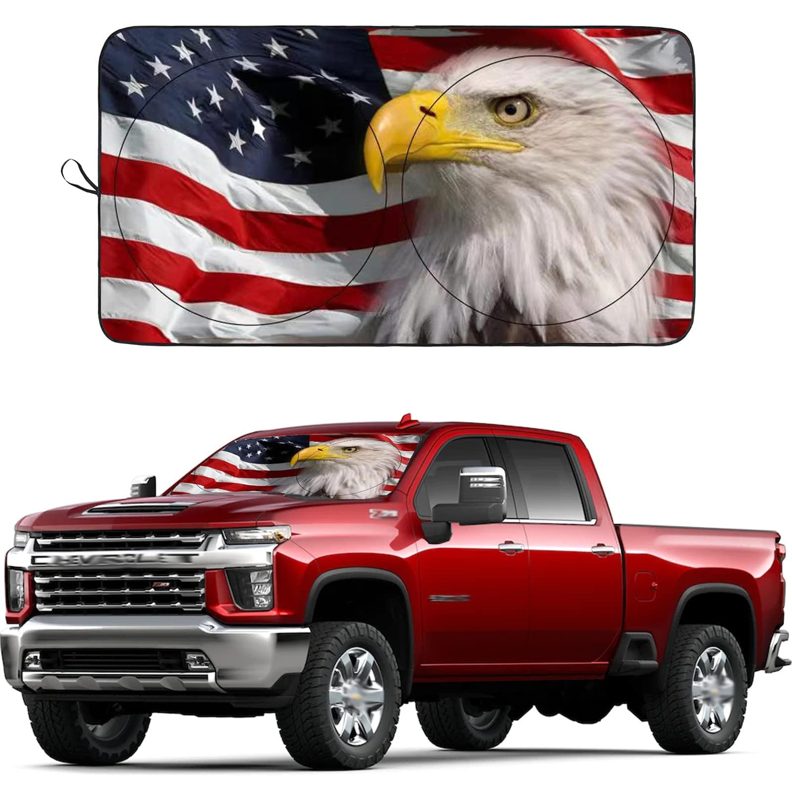 Seporud Windshield Sun Shade New American Eagle Flag Usa Patriotic Design - Folding Car Front Window Sunshade For Cars Suv Truck