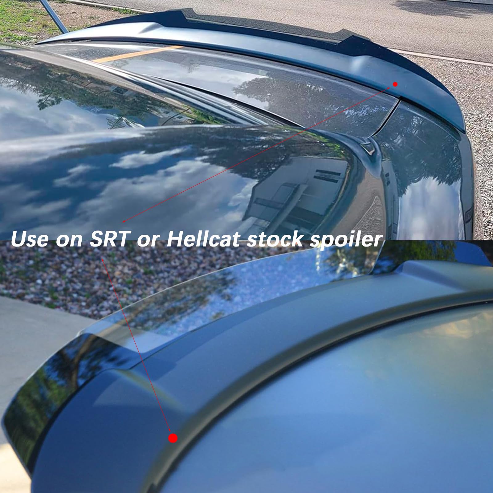 NTING Venom Series V2 Rear Wickerbill Spoiler for Dodge Charger 2015-2023, Gloss Black, ABS, Model A-DQWY01-1, 2 Pcs