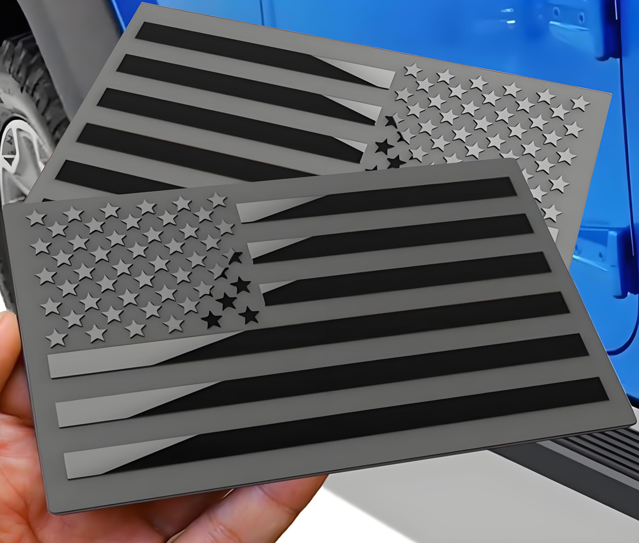 Metal American Flag Emblem Decal,Black American Flag Decal,For Car, Truck Or Suv,5''X3''(1 Pair) (Black)