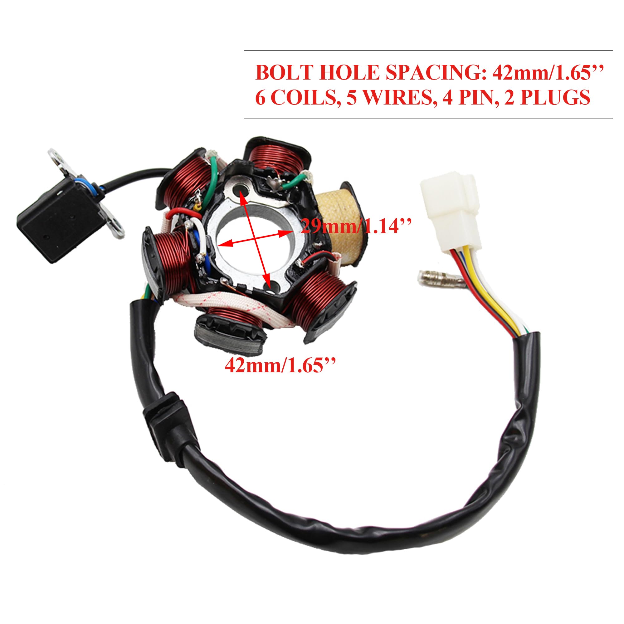 Pro Bat 6 Coils 5 Wires Stator Magneto Atv Magneto Stator Plate With Male Plug For 50Cc 70Cc 90Cc 110Cc 125Cc Engine Chinese Scooter Dirt Bike Taotao Sunl Roketa