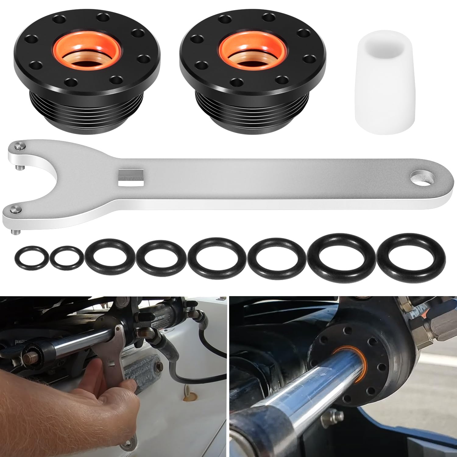 Hc5345 Seal Kit For Seastar Hydraulic Steering Cylinder Seal Kit With Pin Wrench Hs5157 Compatible With Hc5340, Hc5341, Hc5342,