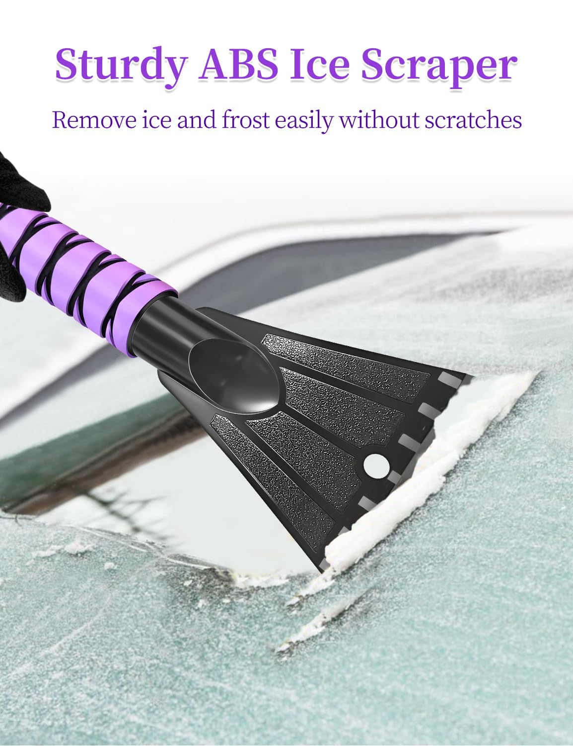 Heeya Ice Scraper With 12.6 Inch Large Brush Head, Extendable Ice Scraper And Snow Brush For Car Windshield Window, Portable Car Scraper Snow Brush For Suv Truck Automobile Vehicle